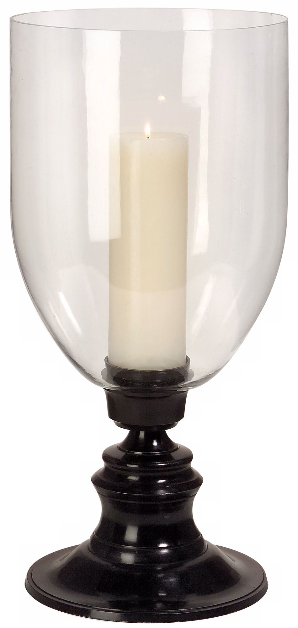 Black Metal & Glass Hurricane Candle Holder