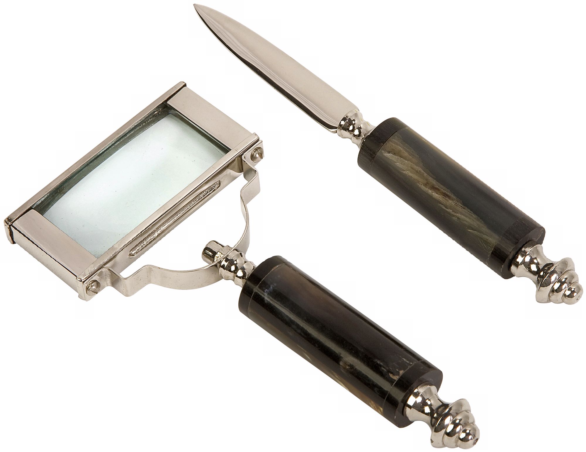 Voyager Brass & Horn Magnifying Glass and Letter Opener Set
