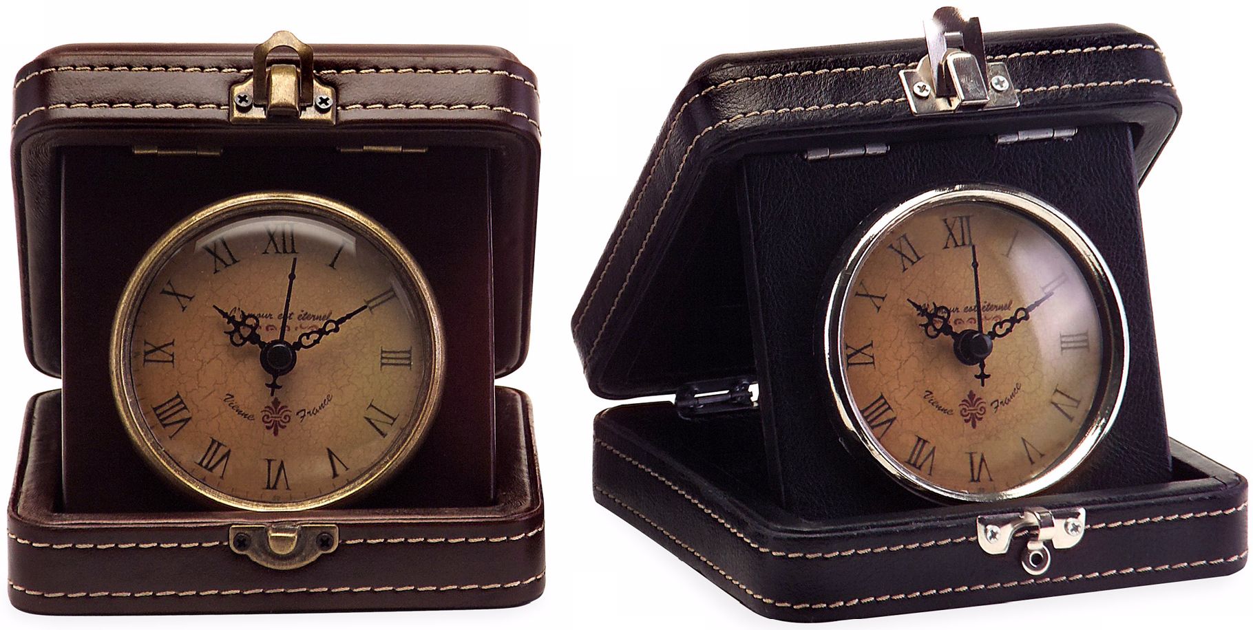 Set of 2 Vintage Travel Clocks