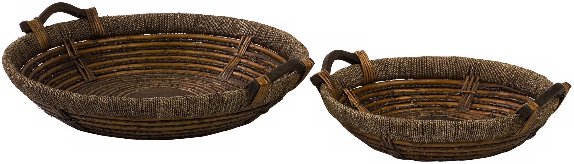 Set of 2 Oversized Willow Woven Trays