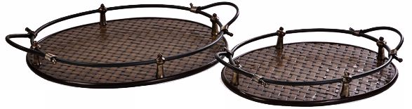Set of 2 Frasier Woven Trays with Handles