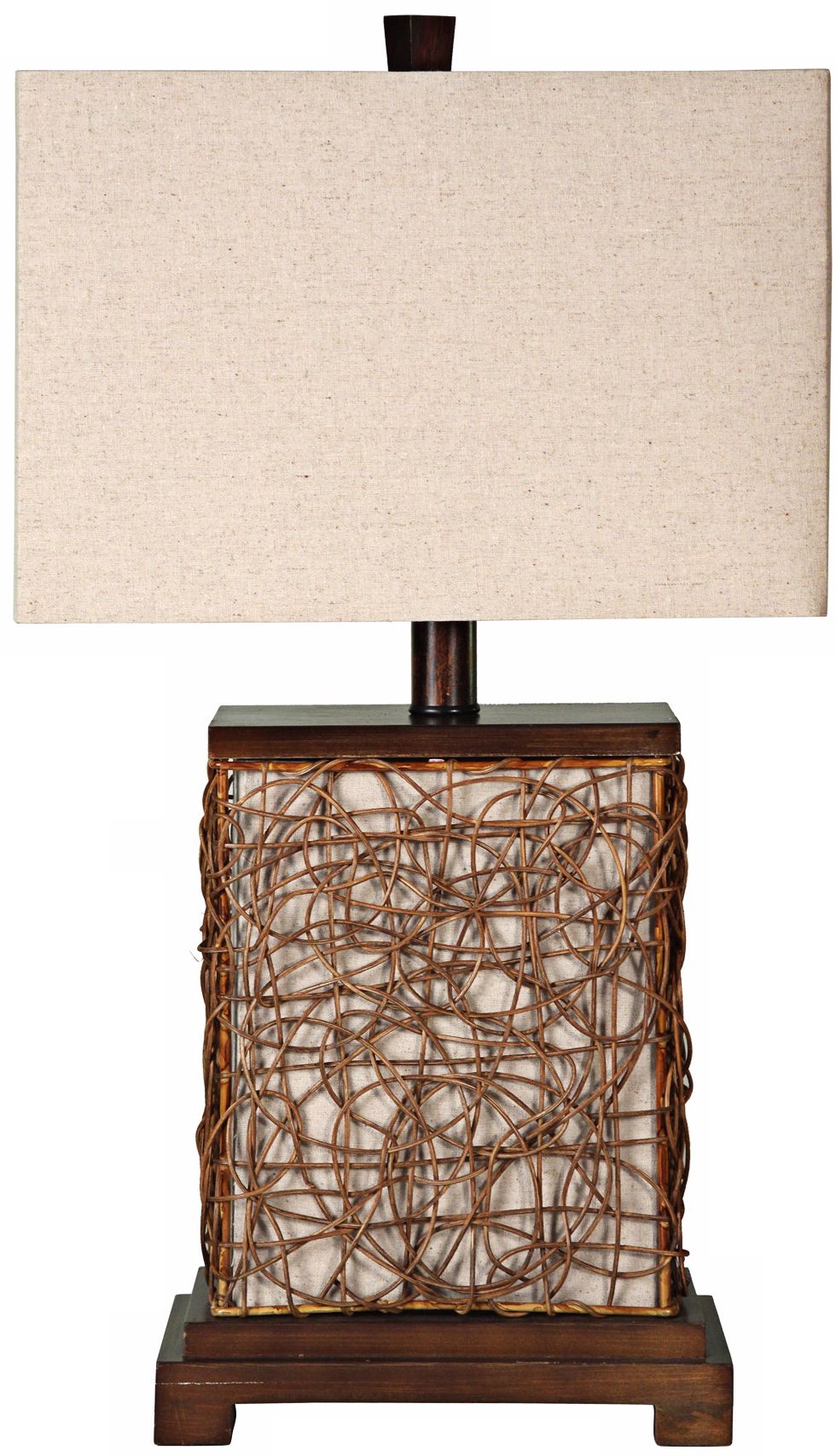 Freeport Wood-Rattan With Nightlight 27" High Table Lamp