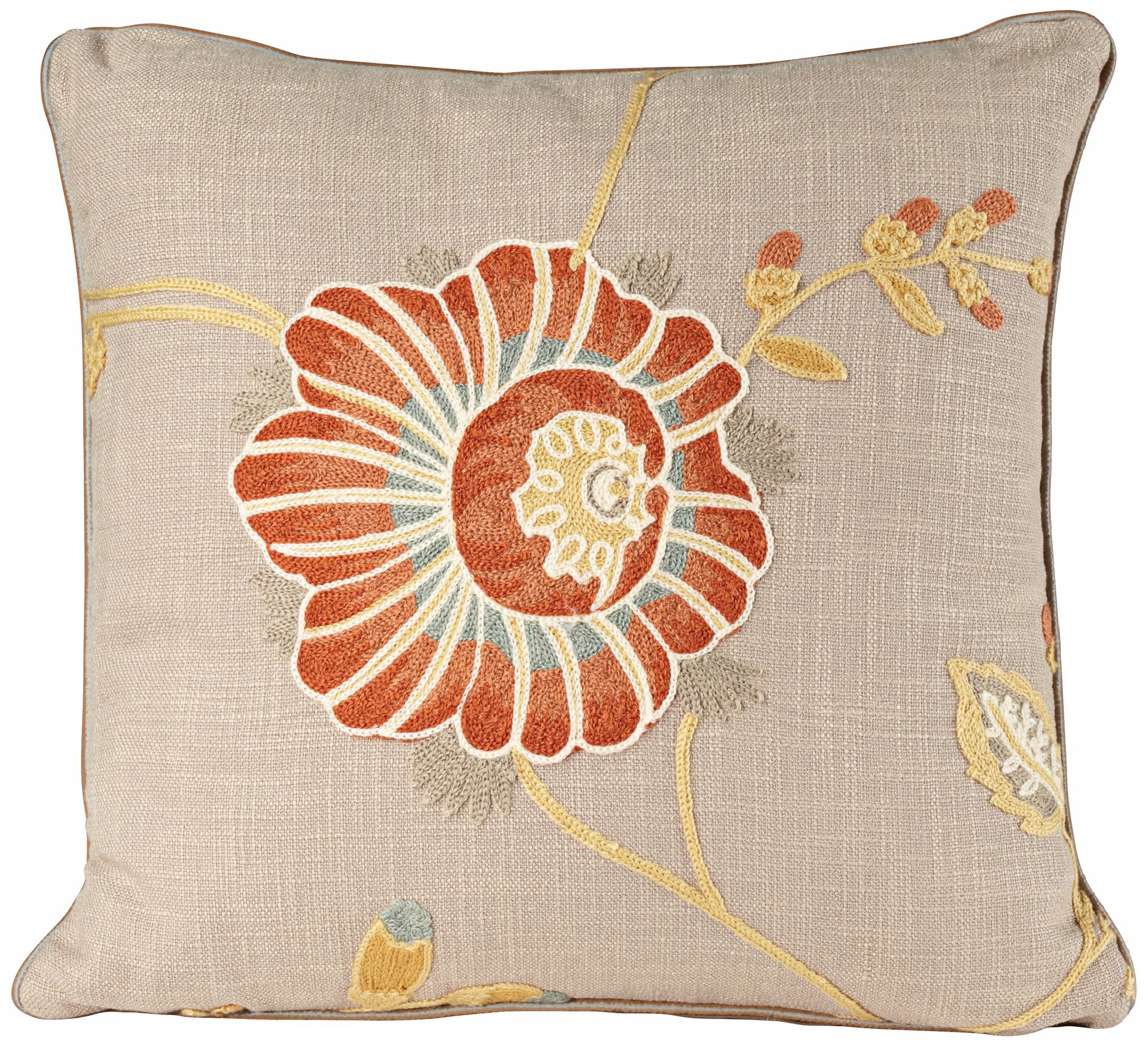 Bella Collection 18" Square Embroidered Decorative Pillow
