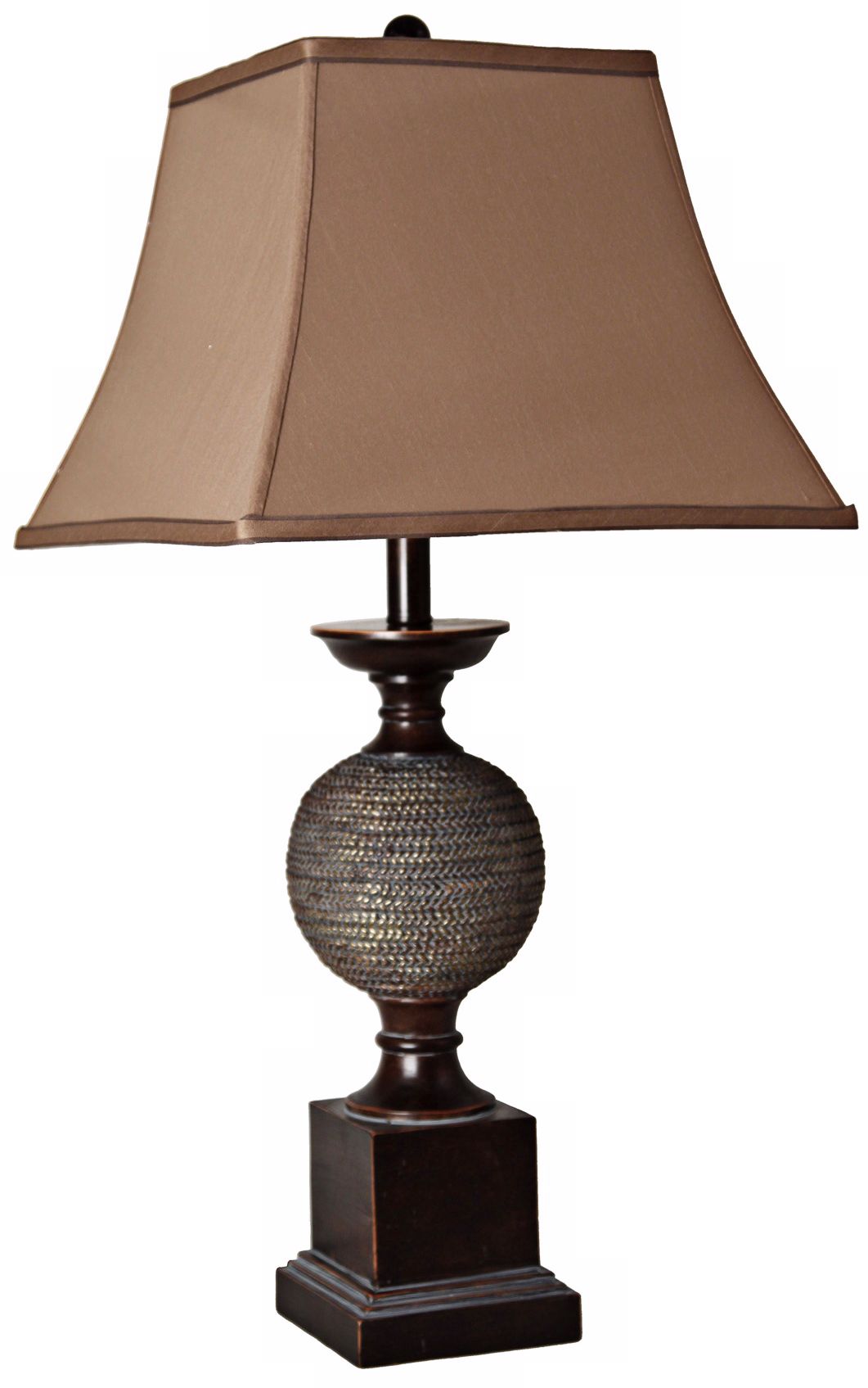 Aged Bronze and Gold Rope Ball Table Lamp