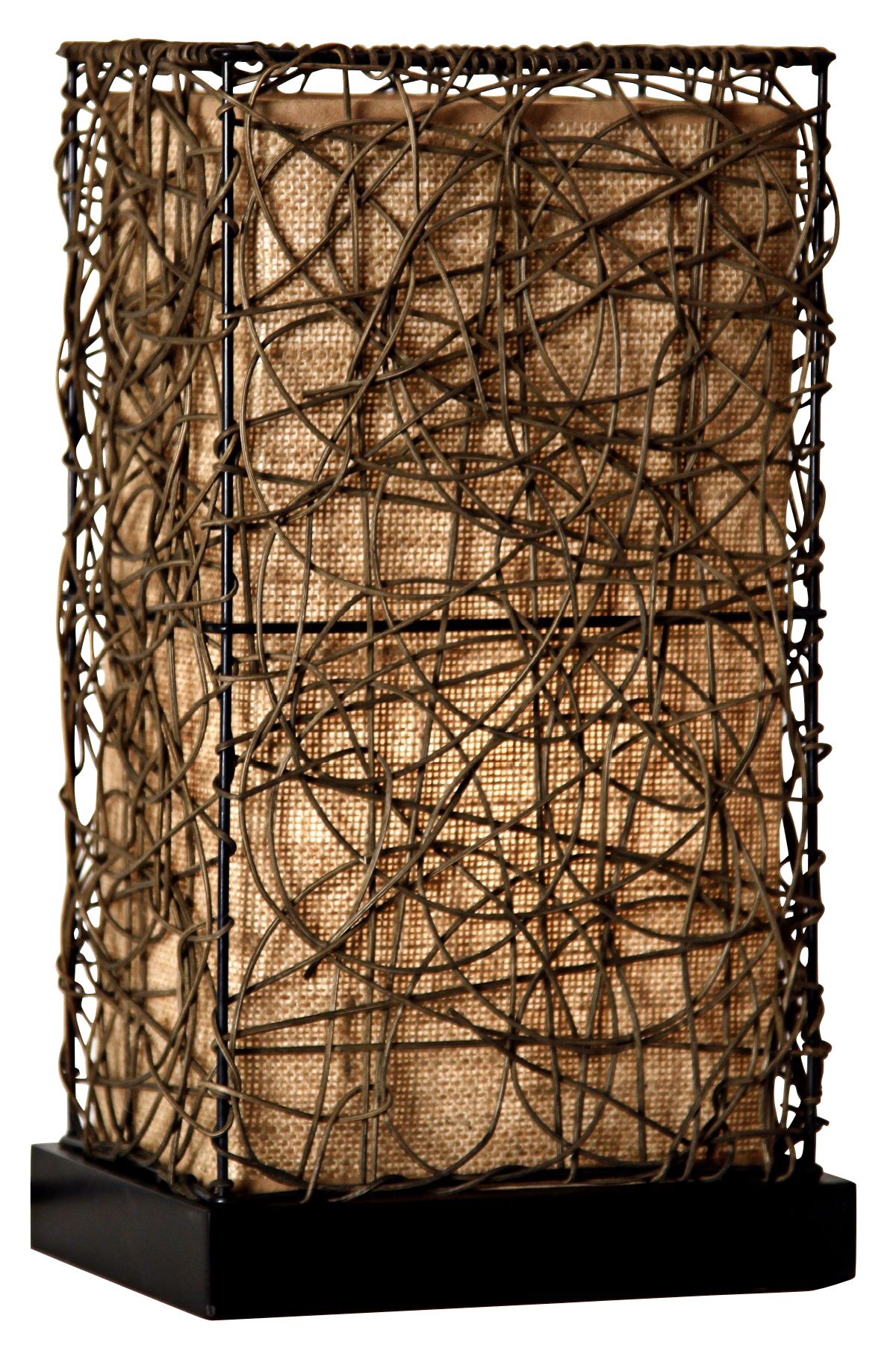 Burlap and Rattan 14" High Accent Lamp