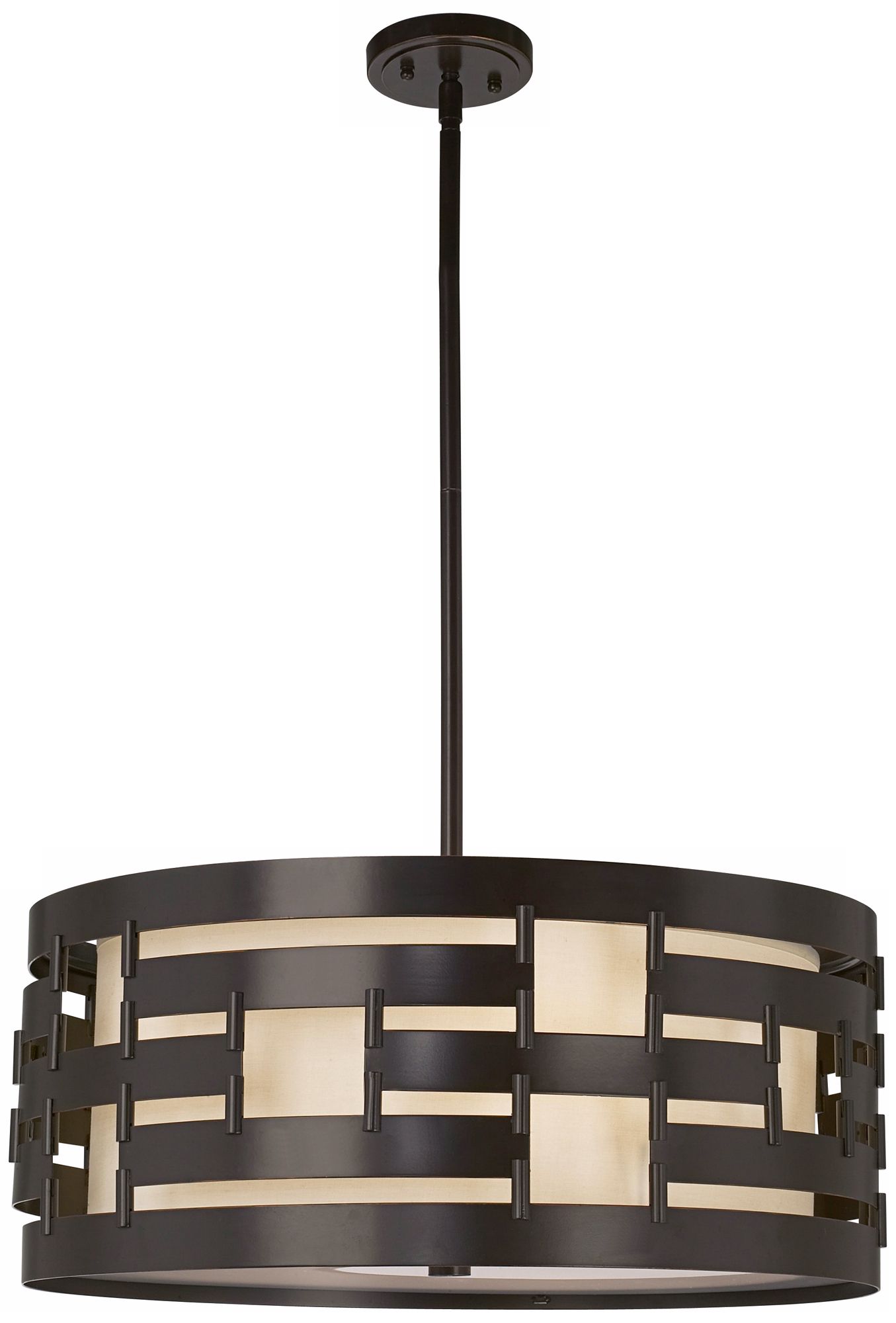 5-Light Bronze with Off-White Shade Pendant Light
