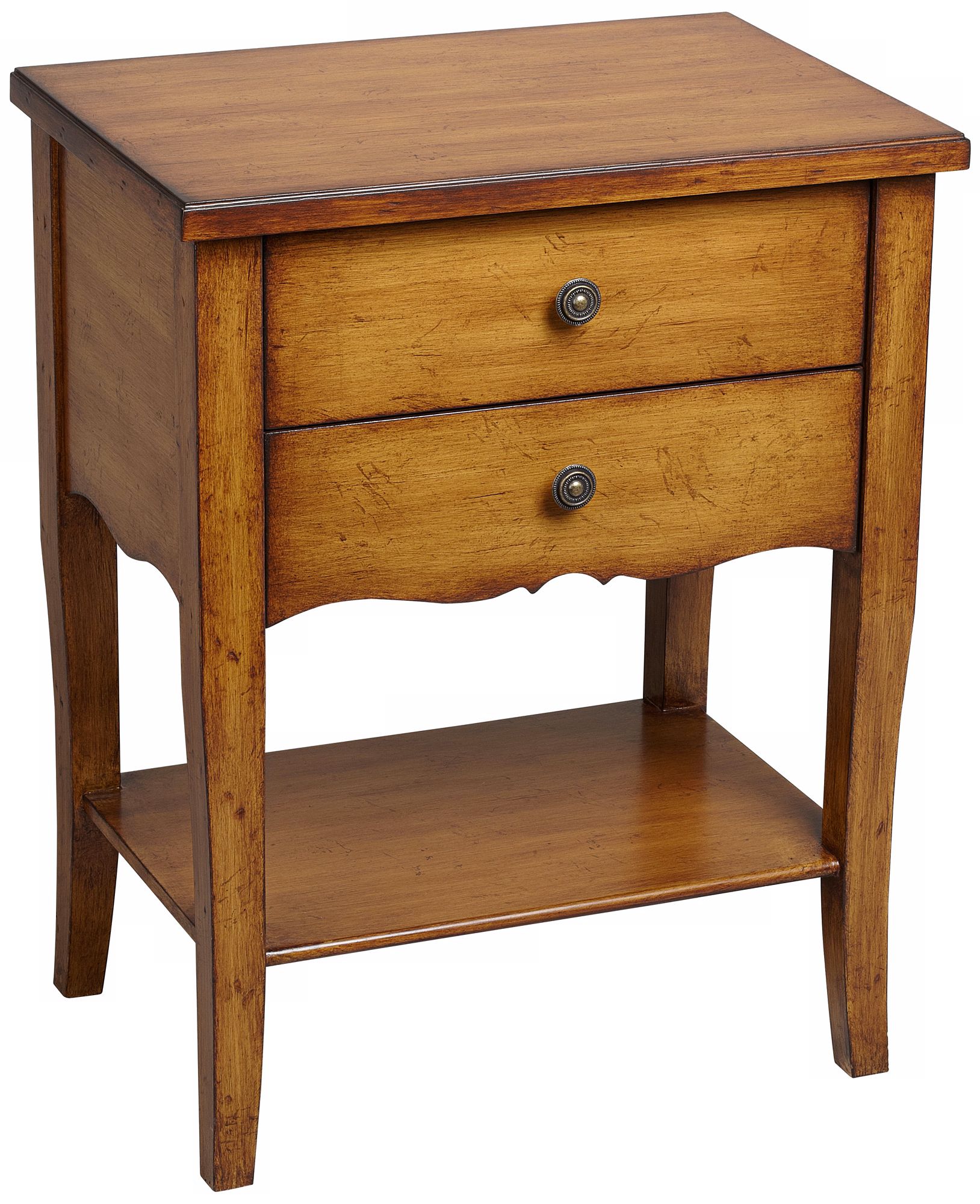 Alma 2-Drawer Pecan Finish Wood Accent Table
