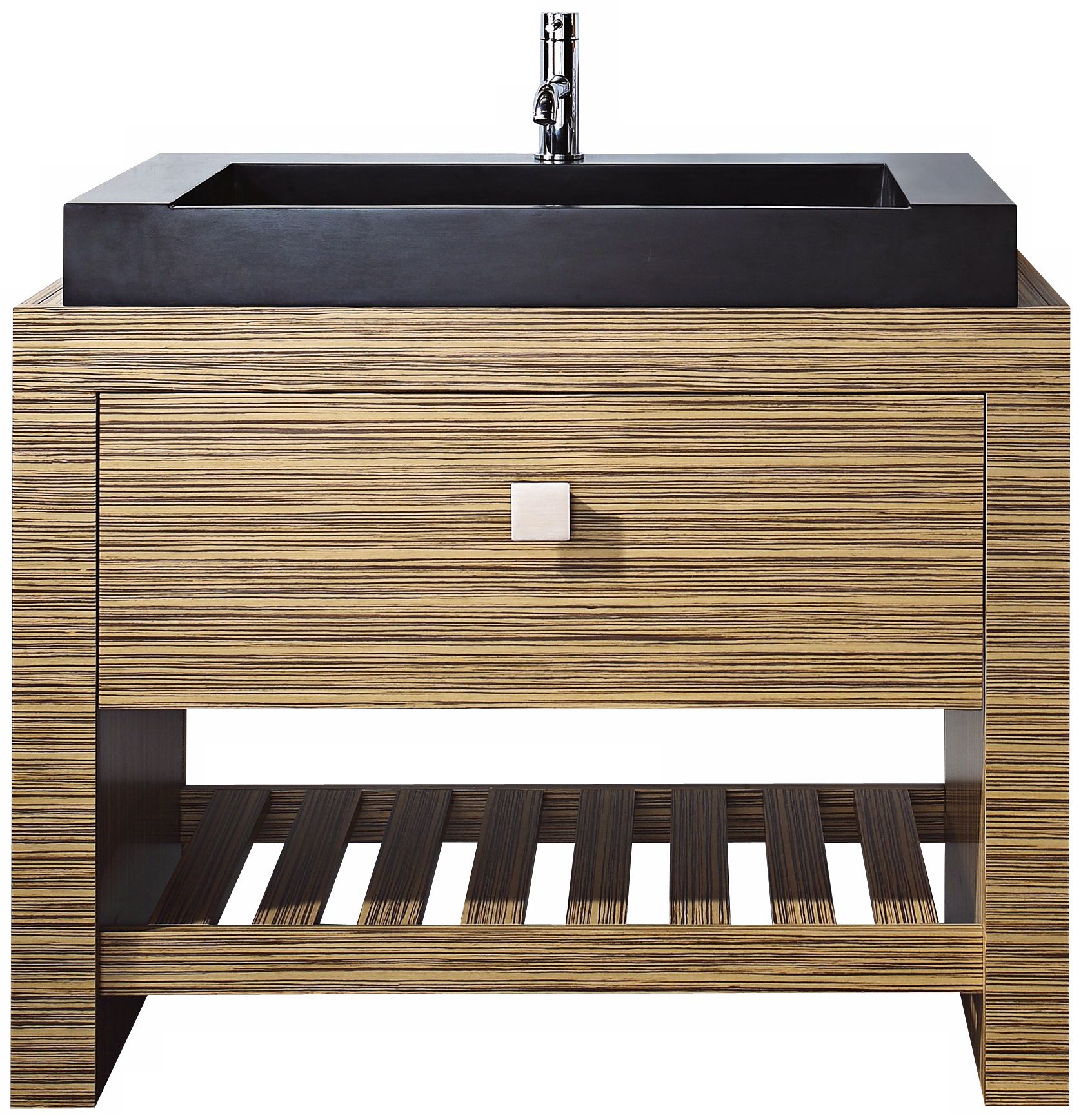 Knox Zebra Wood Black Granite 39" Wide Sink Bath Vanity