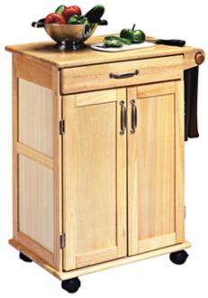 Natural Wood Finish Promo Cart with 2 Panel Doors U0387