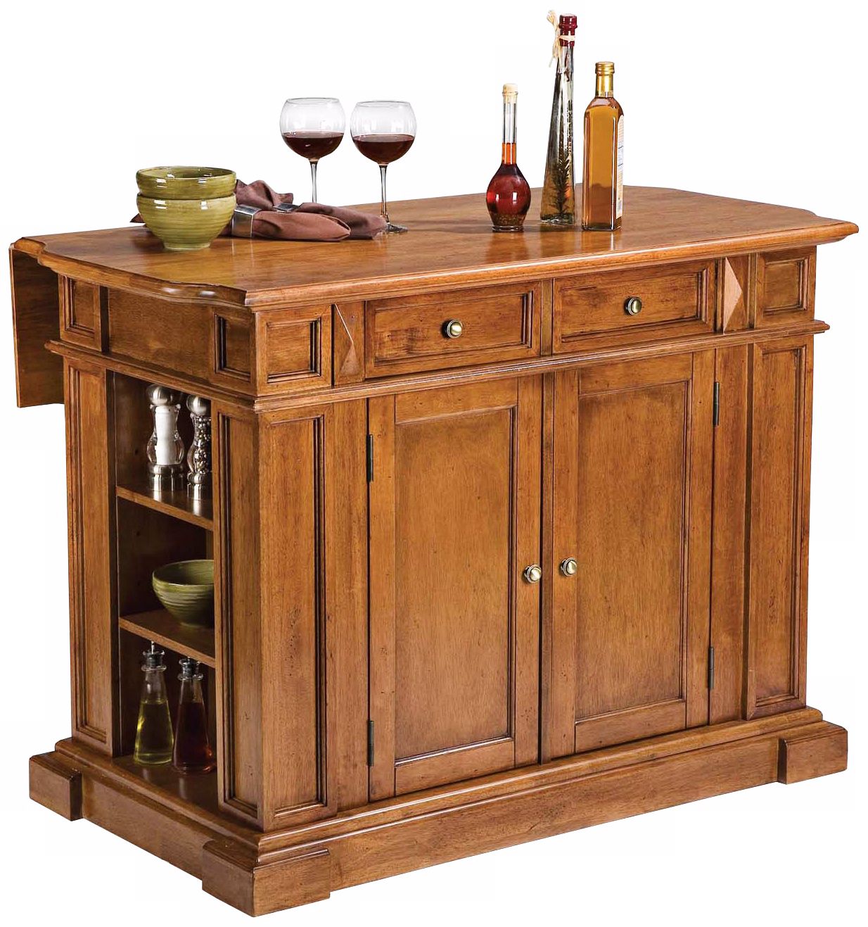 Cottage Oak Hardwood Breakfast Bar Kitchen Island