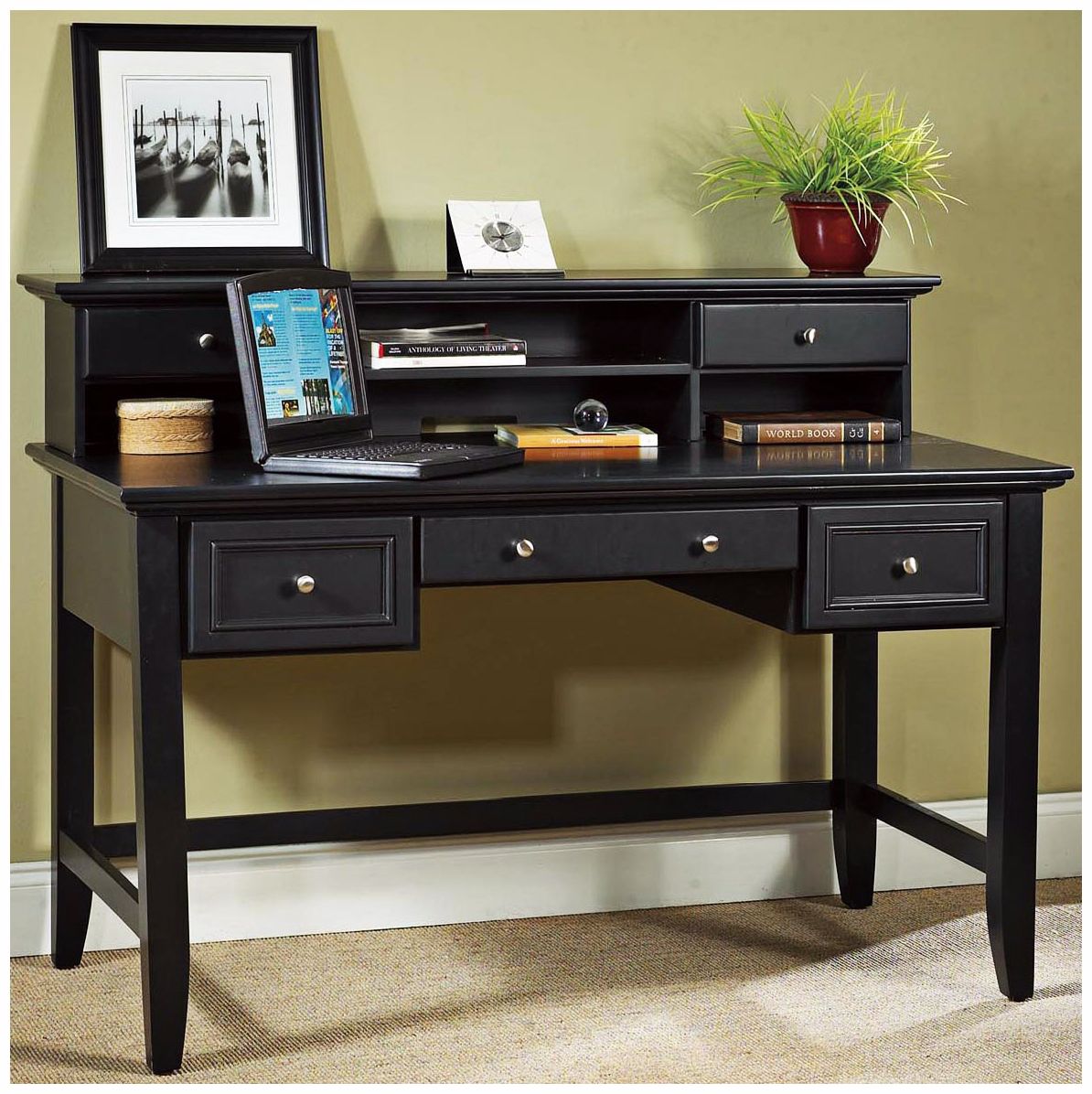 Bedford Ebony Combo Executive Desk and Hutch