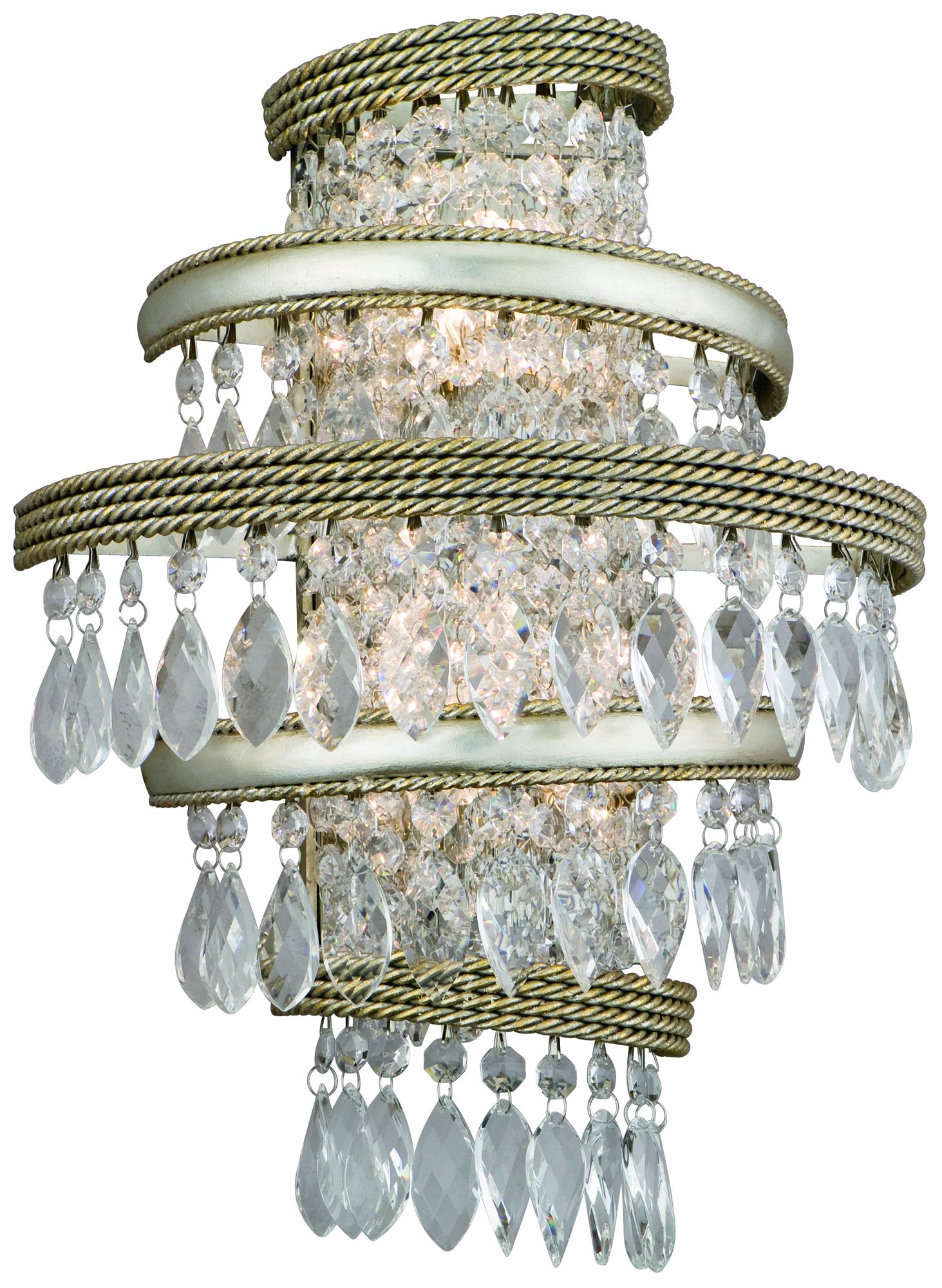 Diva Silver Gold and Crystal 16" Wide Corbett Wall Sconce
