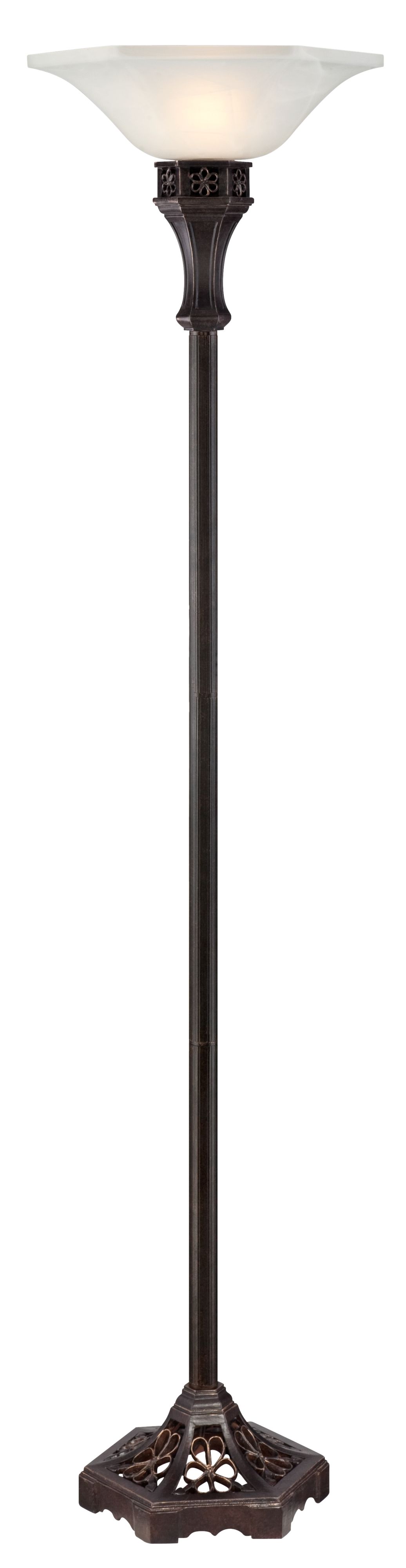 Hexagonal Alabaster Shade Torchiere Floor Lamp