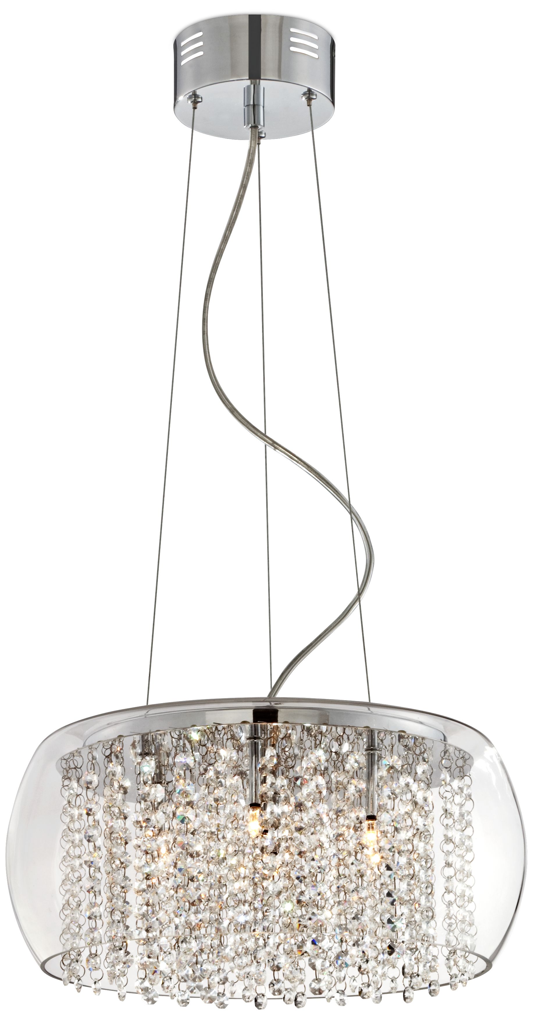 Crystal Rainfall Glass Drum 16" Wide Chandelier