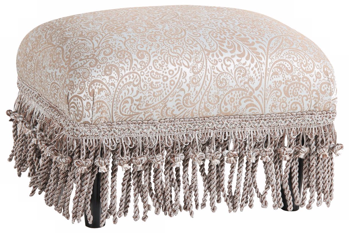 Swanson Floral Paisley and Bronze Tassel Ottoman