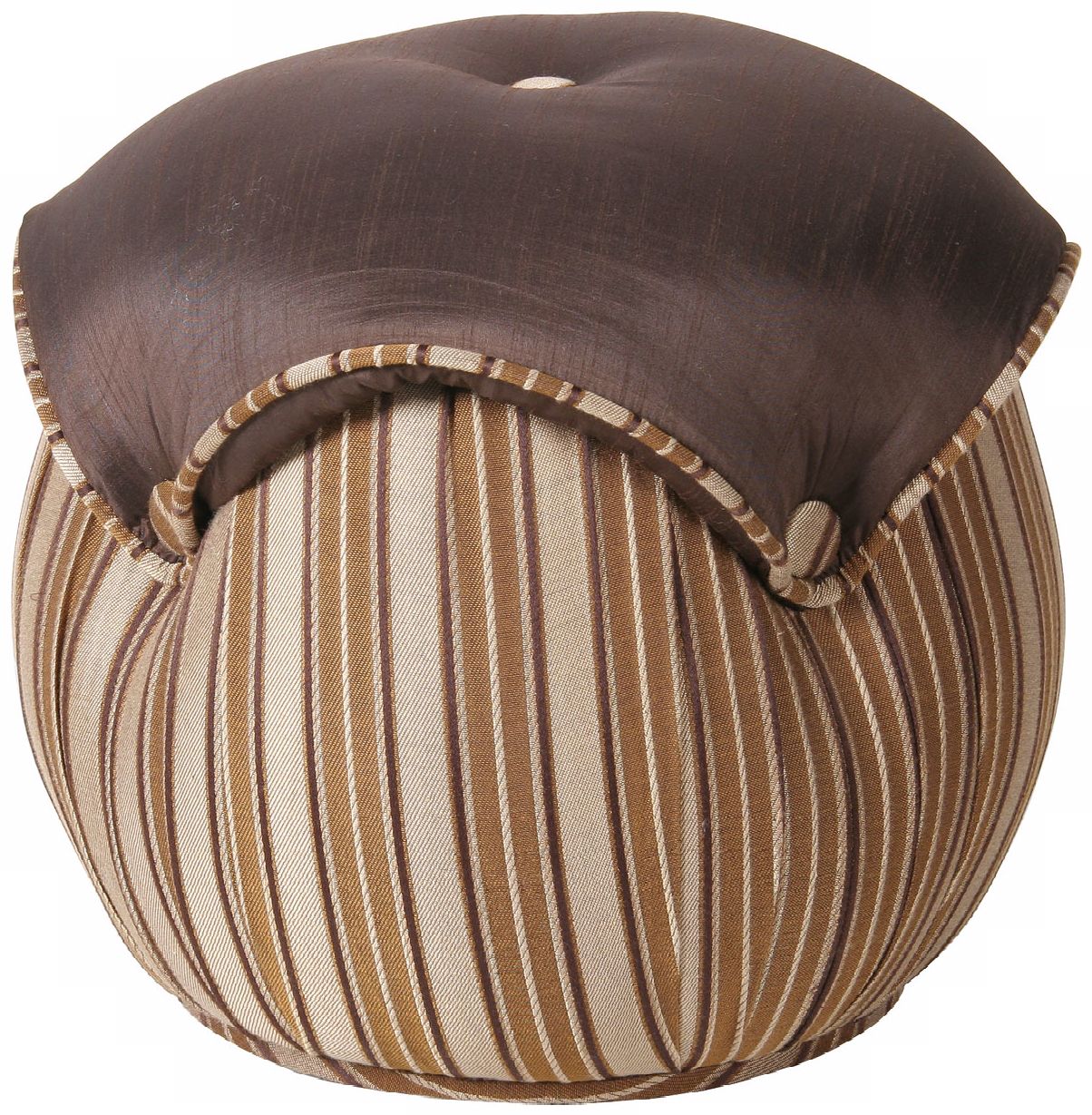 Valenciaga Round Striped Button Ottoman