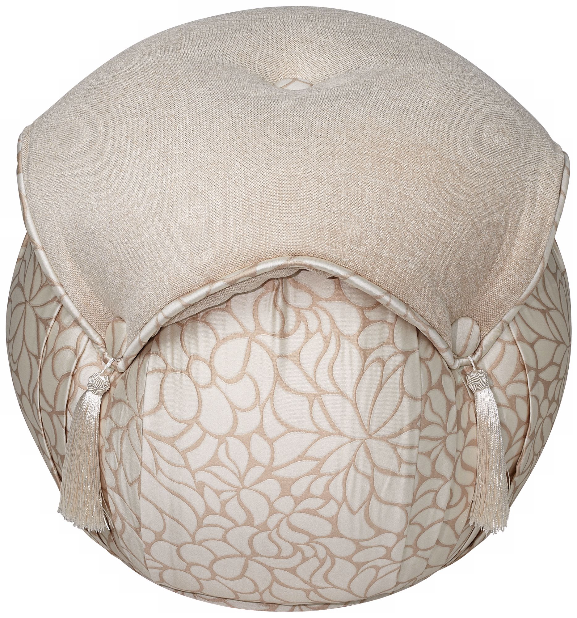 Lumina Cinnamon Tassel Round Fabric Ottoman