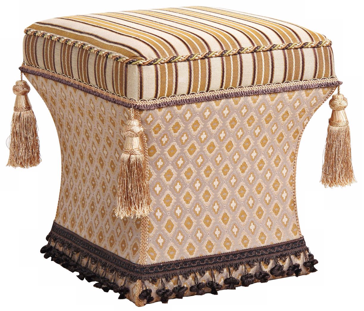 Valenciaga Stripes and Tassels Pedestal Ottoman