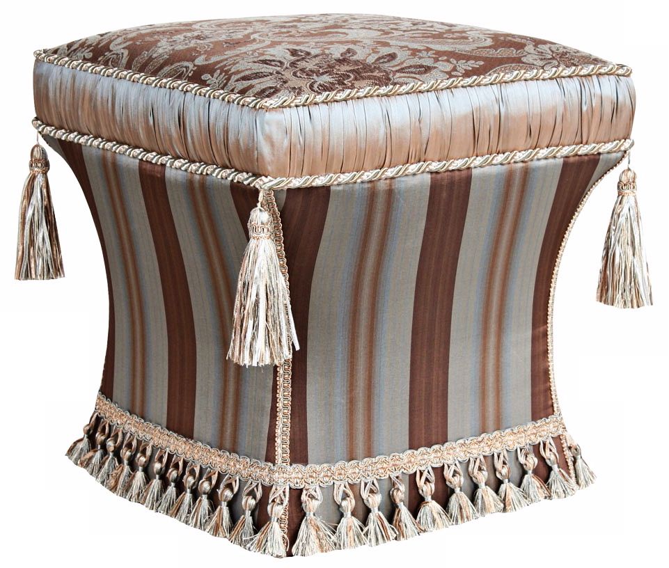 Vellore Stripe and Tassels Pedestal Ottoman