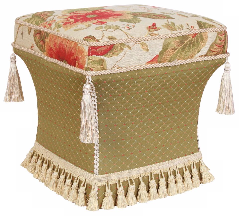 Brianza Stripe and Tassels Pedestal Ottoman