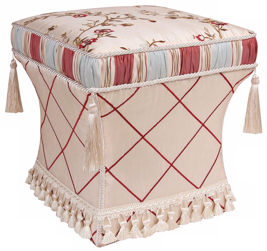 Brianza Stripe and Tassels Pedestal Ottoman