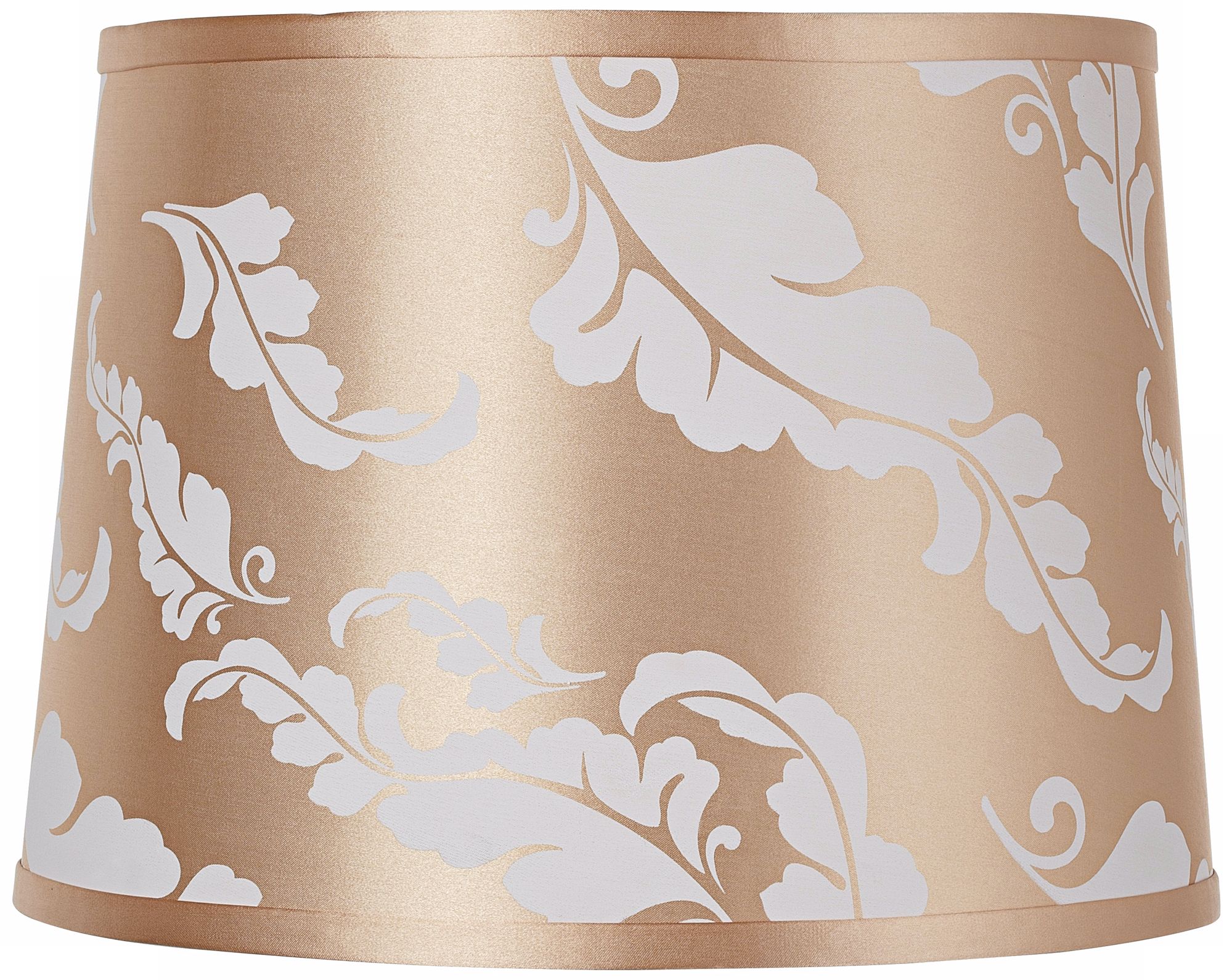 Beige Leaf Print Drum Shade 13x15x11 (Spider)