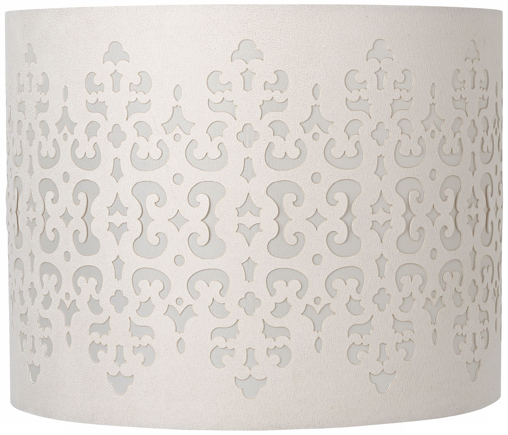 Ivory Laser Cut Faux Suede Drum Lamp Shade 14x14x11 (Spider)