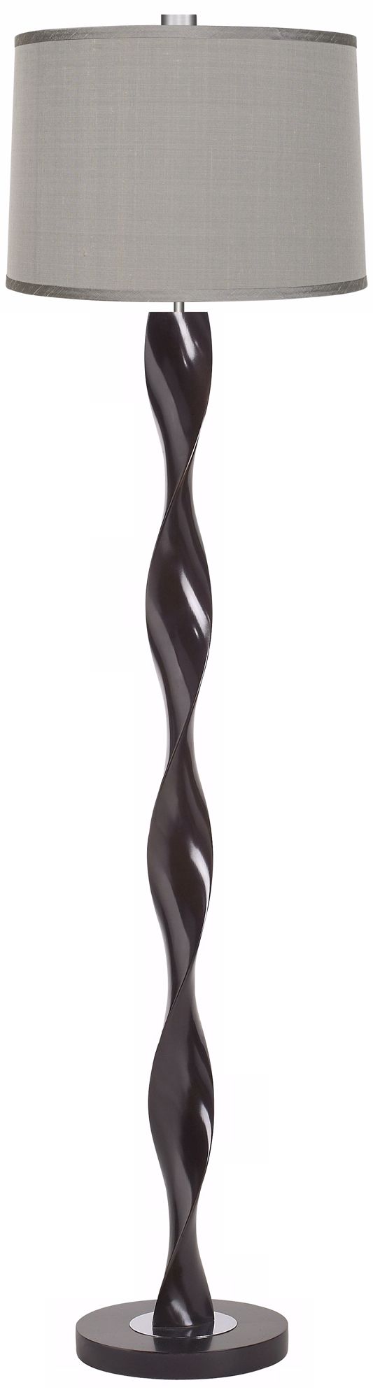 Platinum Grey Dupioni Twist Floor Lamp