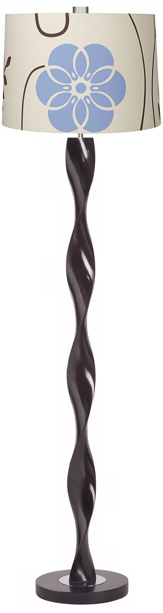 Blue Floral Twist Floor Lamp
