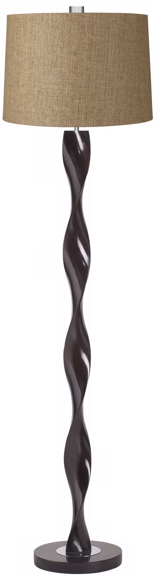 Tan Woven Twist Floor Lamp