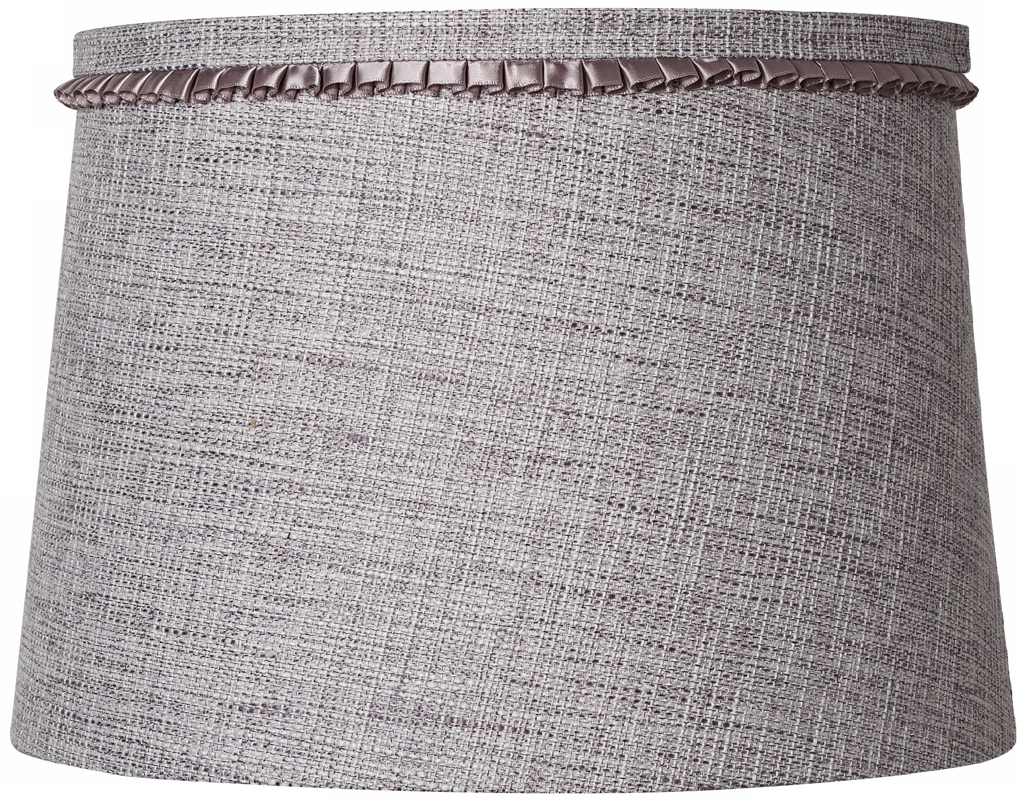 Gray Tweed Pleated Trim Drum Shade 12x14x10 (Spider)