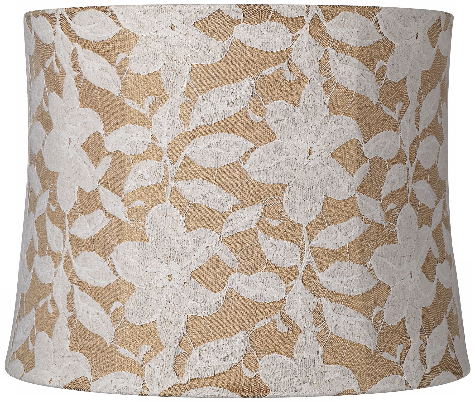 White Lace Over Gold Drum Shade 12x13x10 (Spider)