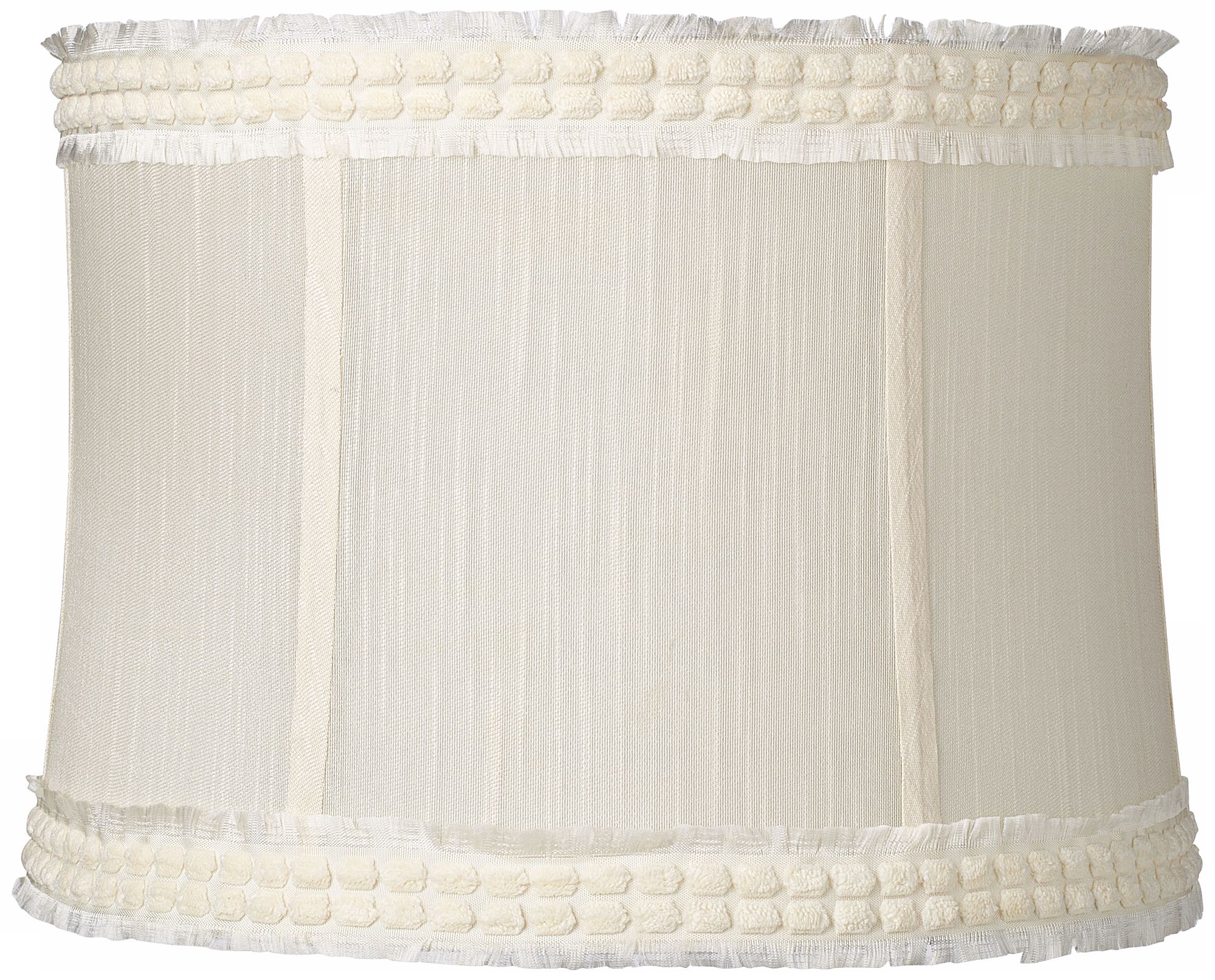 Cream Raw Edge Trim Drum Shade 13x14x10 (Spider)