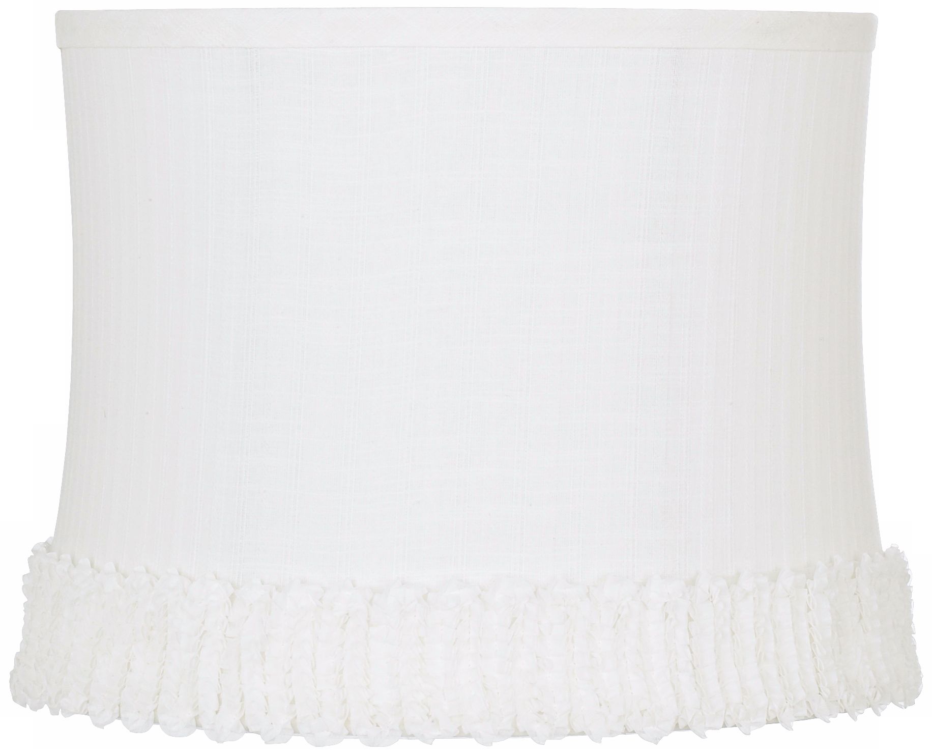 White Shirred Trim Drum Shade (12x13x10) Spider