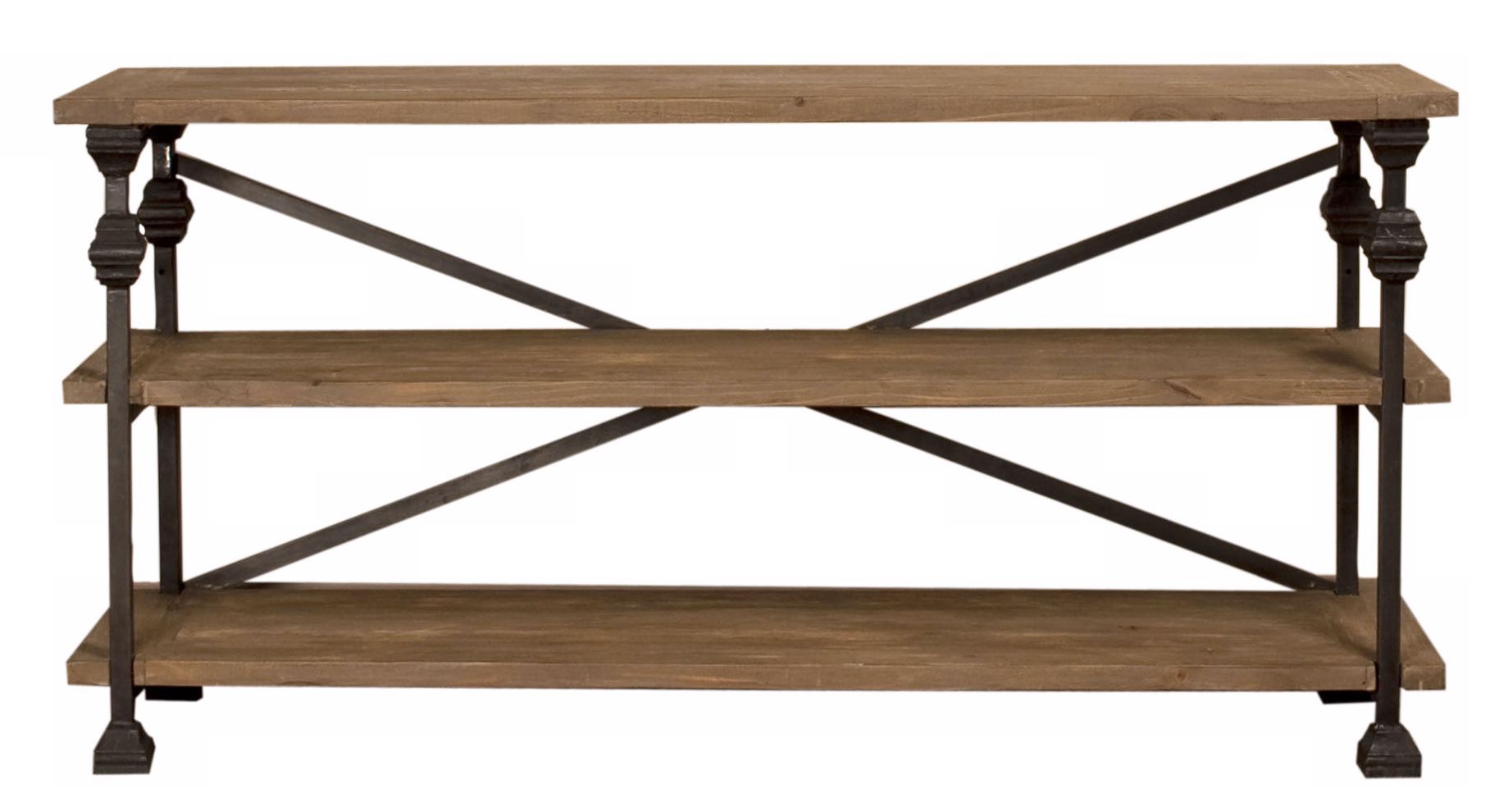 Heritage Alpine Rustic Pine 3-Shelf Console
