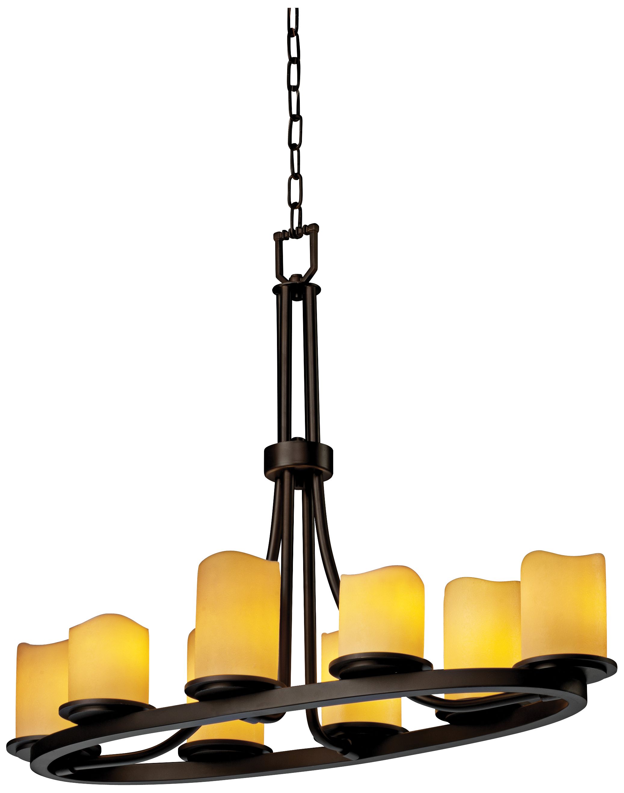 8-Light Oval Ring Bronze & Faux Candle Island Chandelier