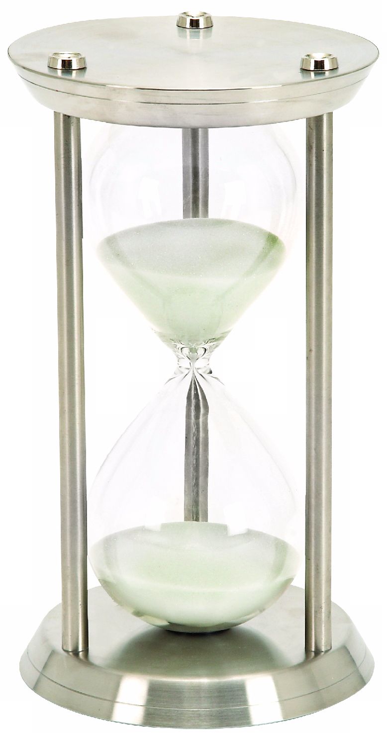 One Hour Chrome and Glass Hourglass