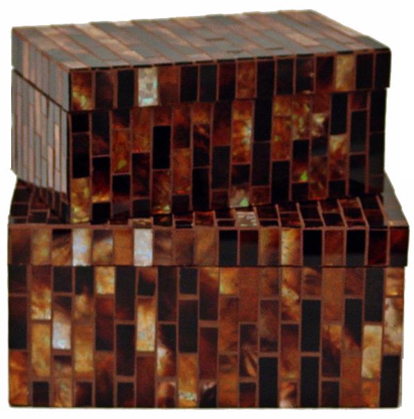 Set of 2 Amber Tortoiseshell Mosaic Boxes