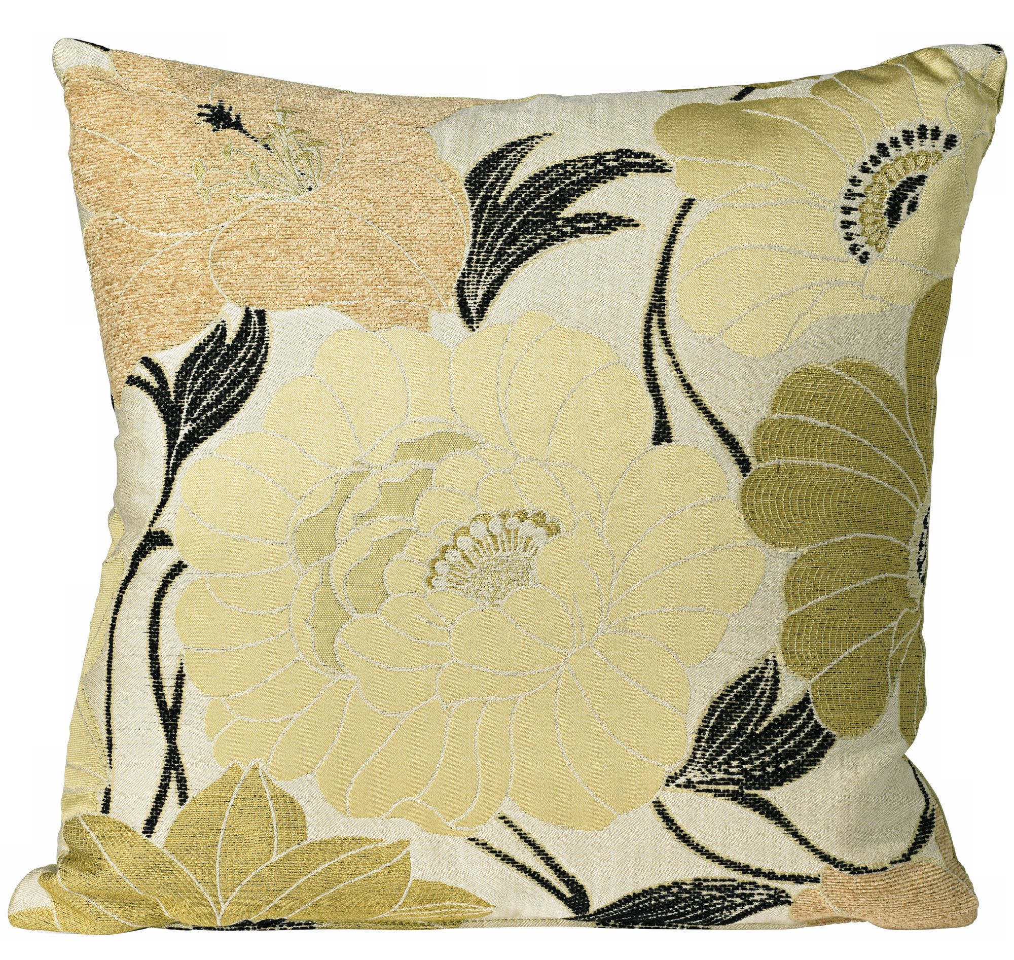 Floral Zinnia Citron 18" Square Down Throw Pillow