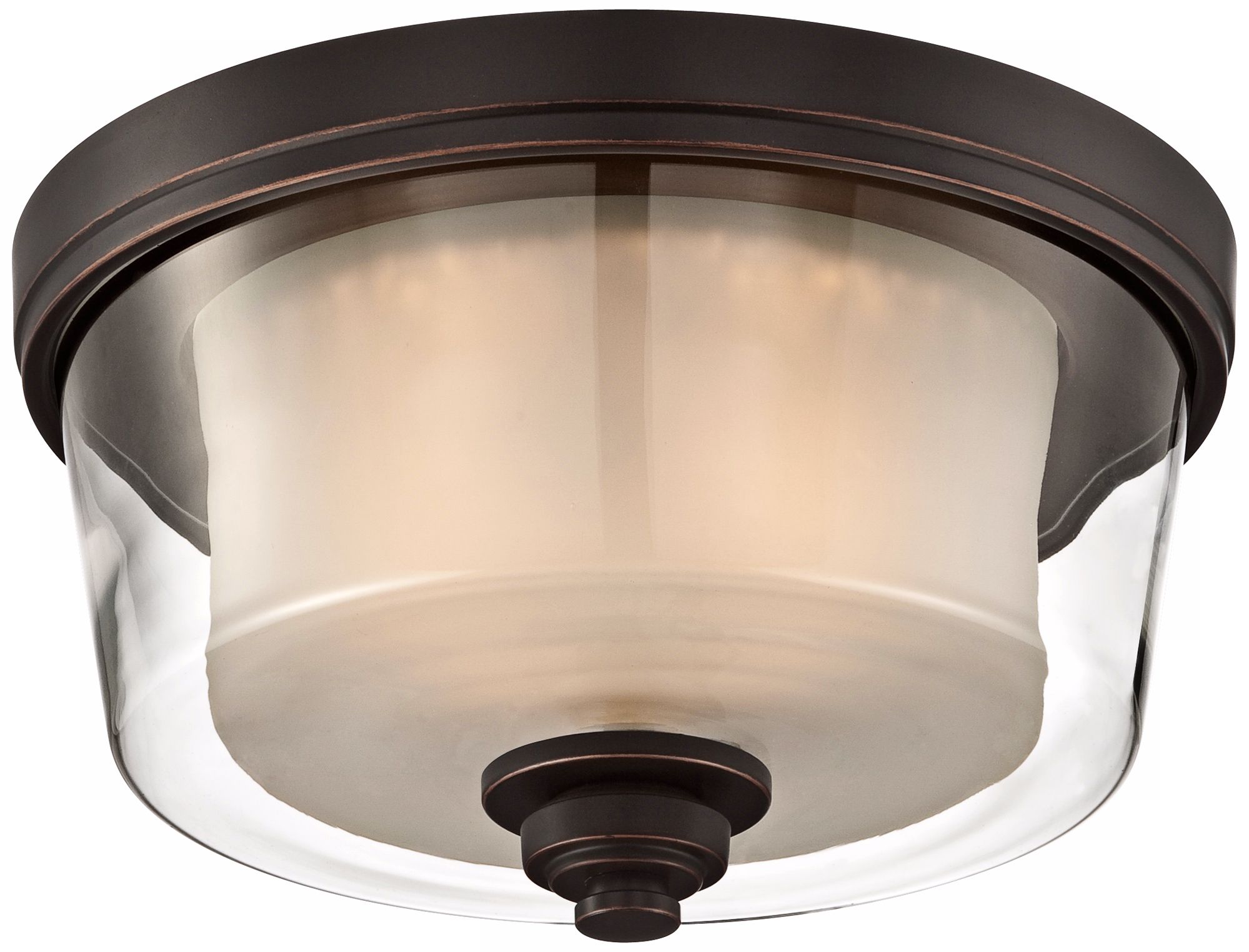 Bronze Double Glass Shade 13" Wide Flushmount Ceiling Light