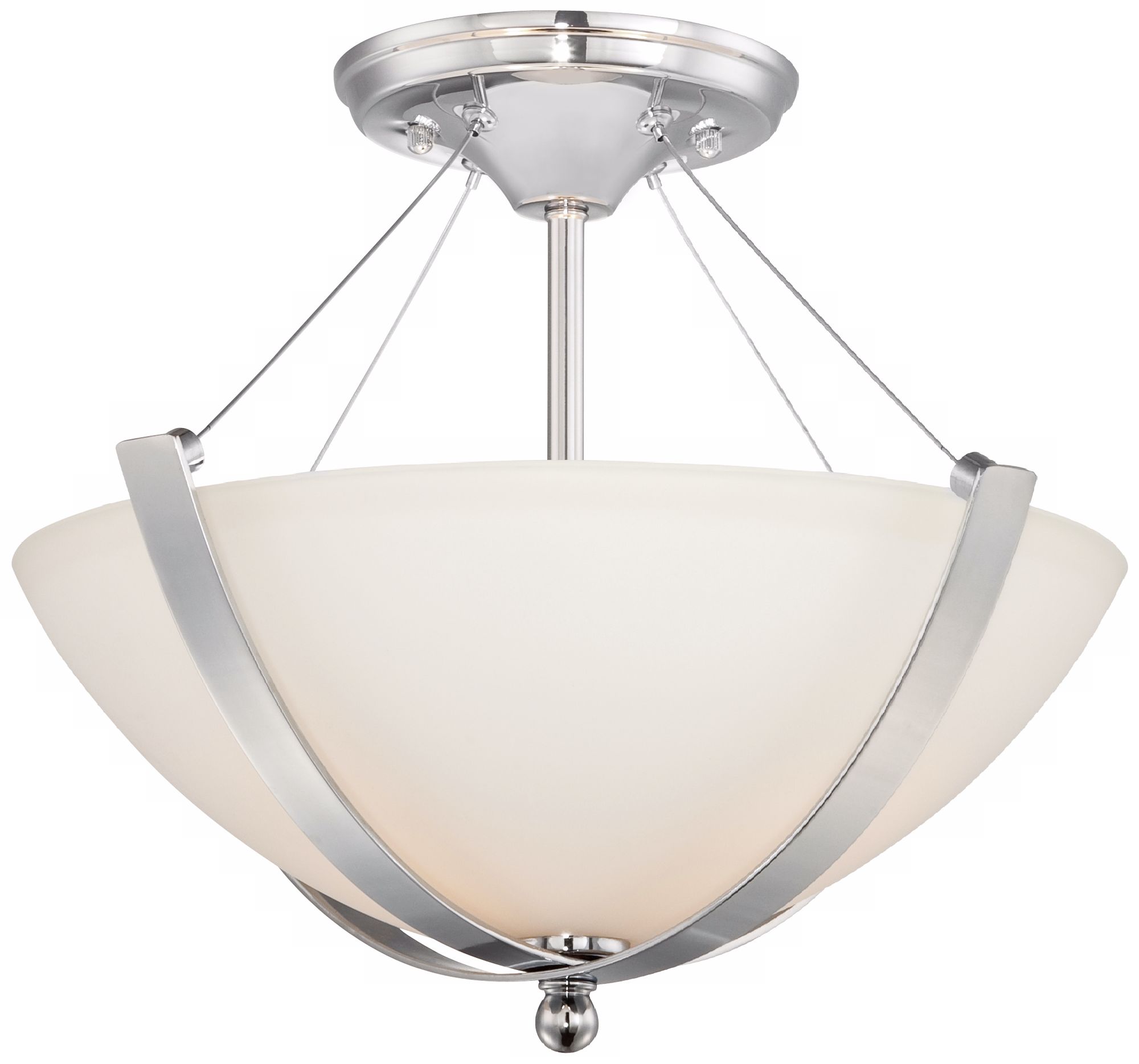 Chrome Crossed Straps 15 1/4" Wide Semi-Flushmount Light
