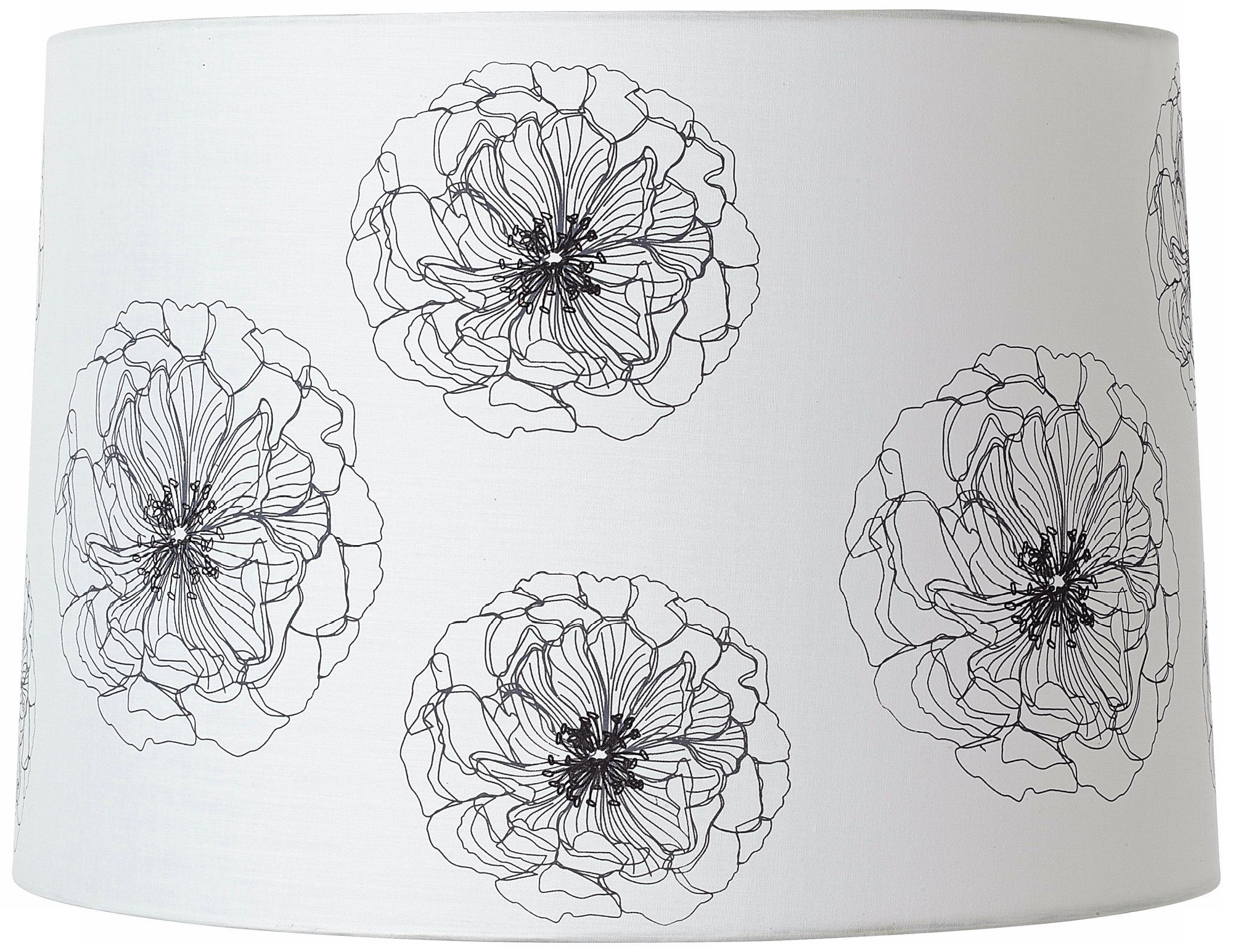 Black Flower Pattern Creme Drum Lamp Shade 15x16x11 (Spider)
