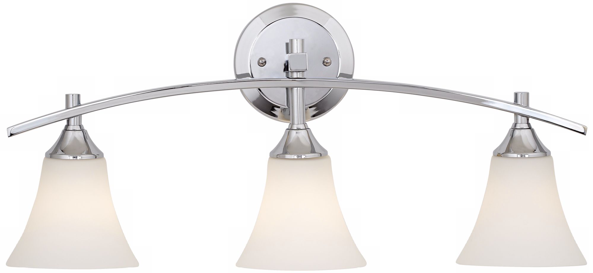 Curve Etched White Glass 3-Light 24" Wide Chrome Bath Light