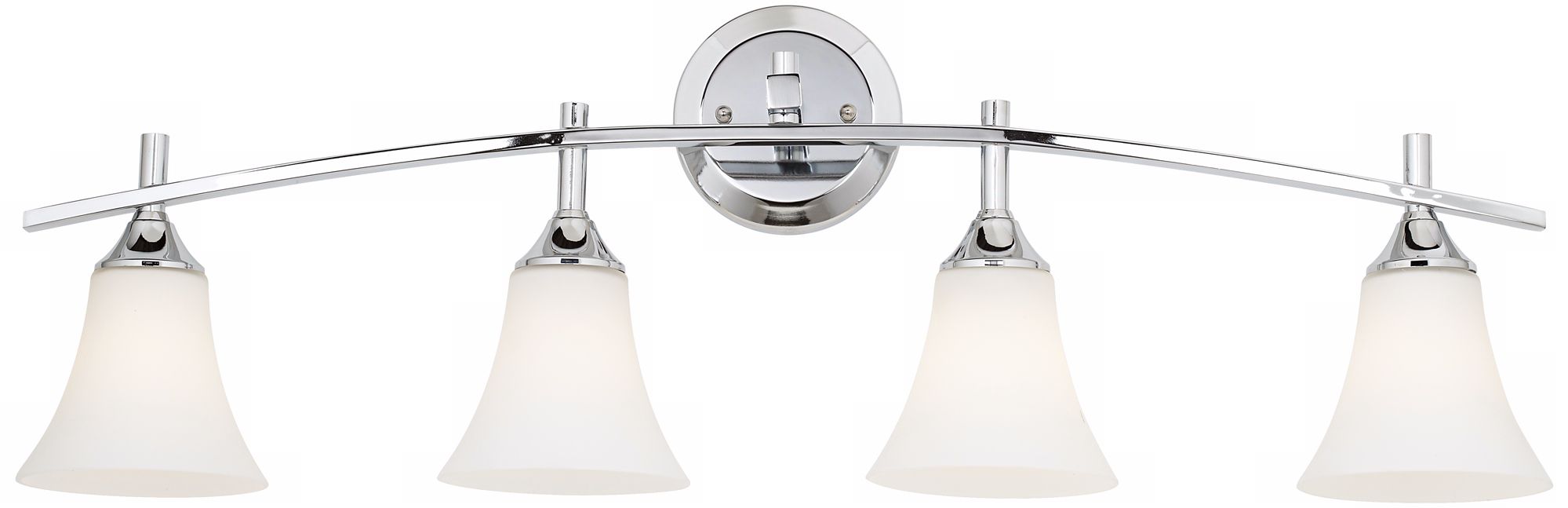 Curve Chrome and Etched White Glass 33 1/4" Wide Bath Light
