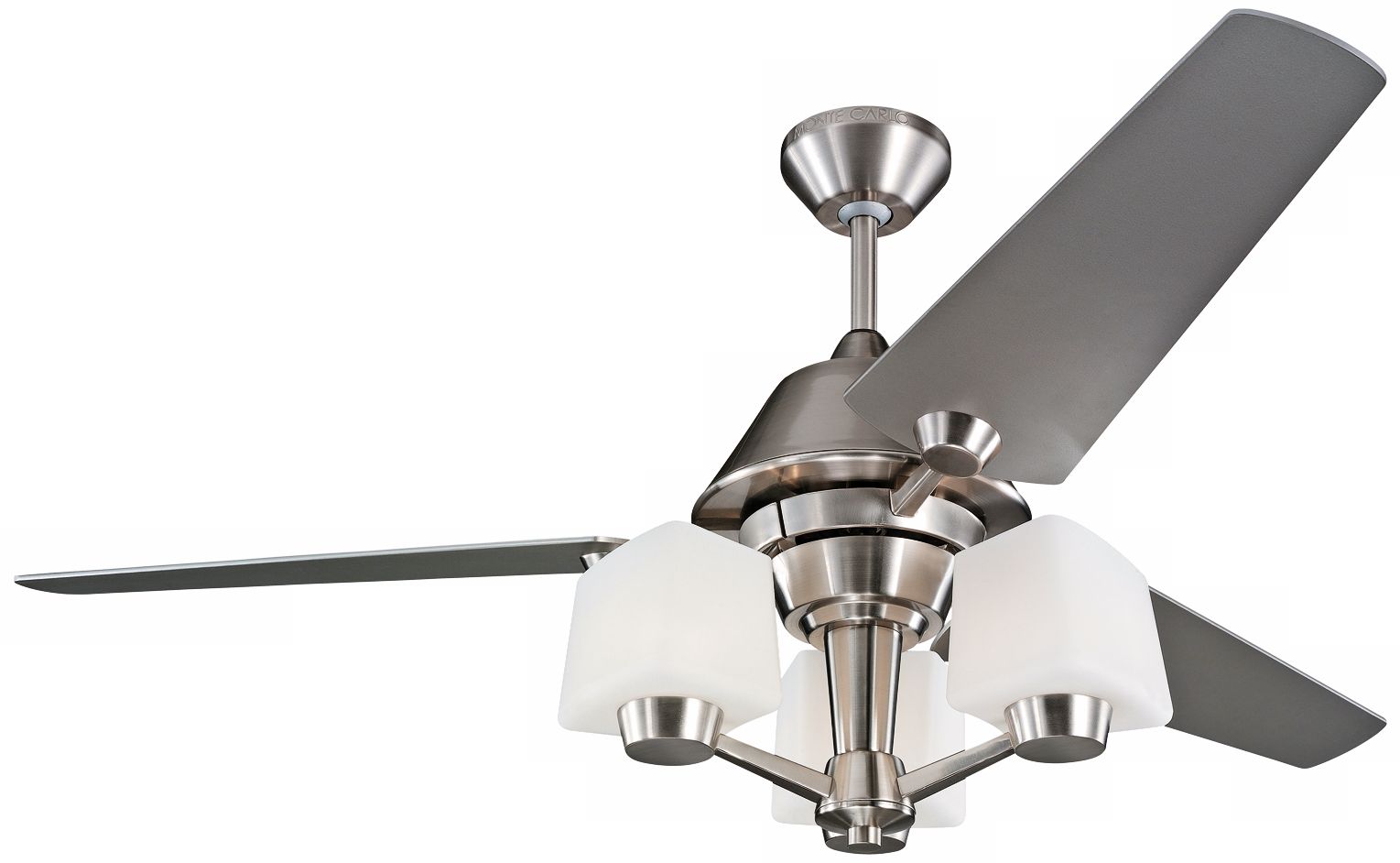 52" Monte Carlo Apex Brushed Steel Ceiling Fan