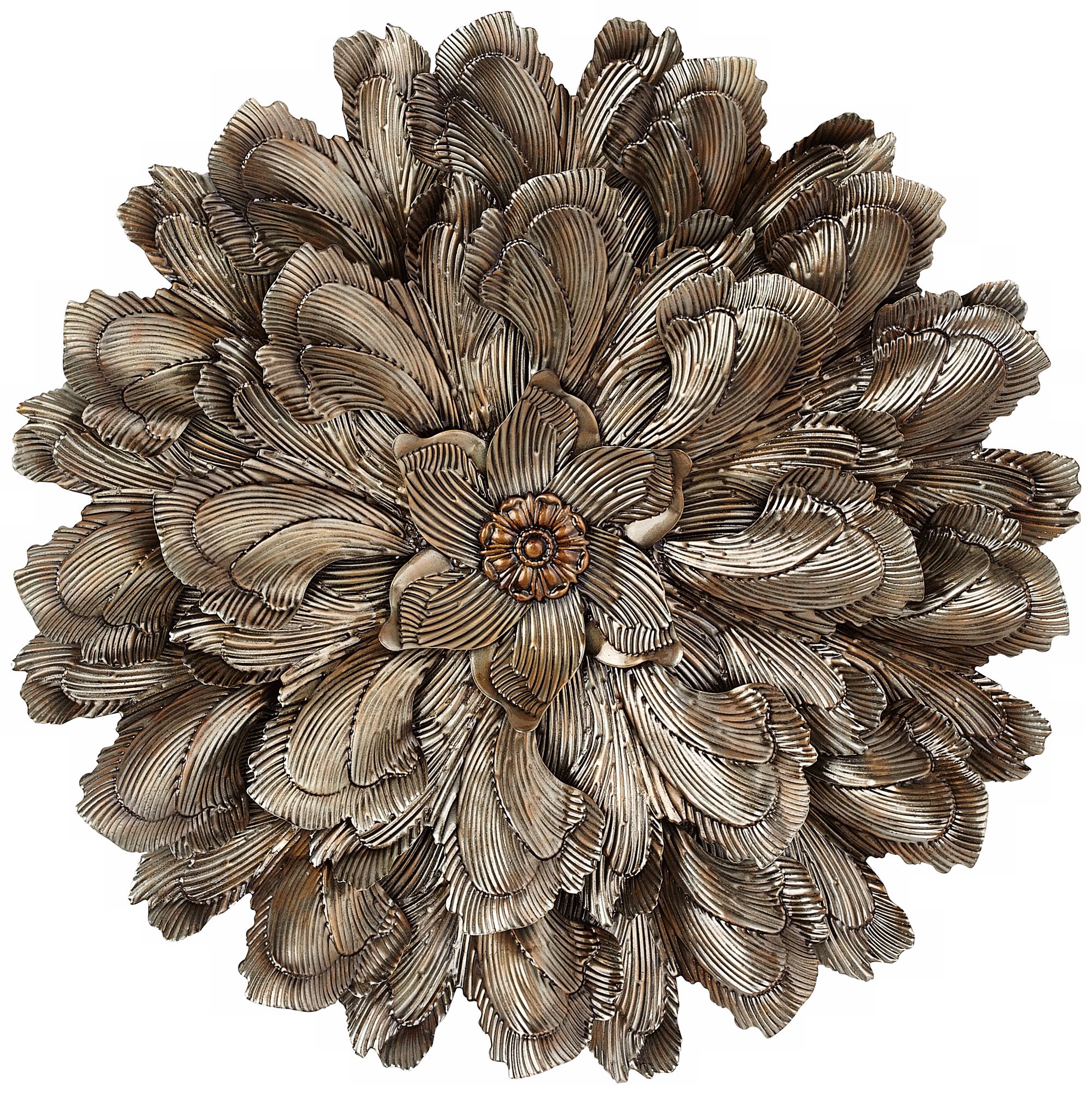 Curled Flower Petals Metal 30" Round Metal Wall Decor