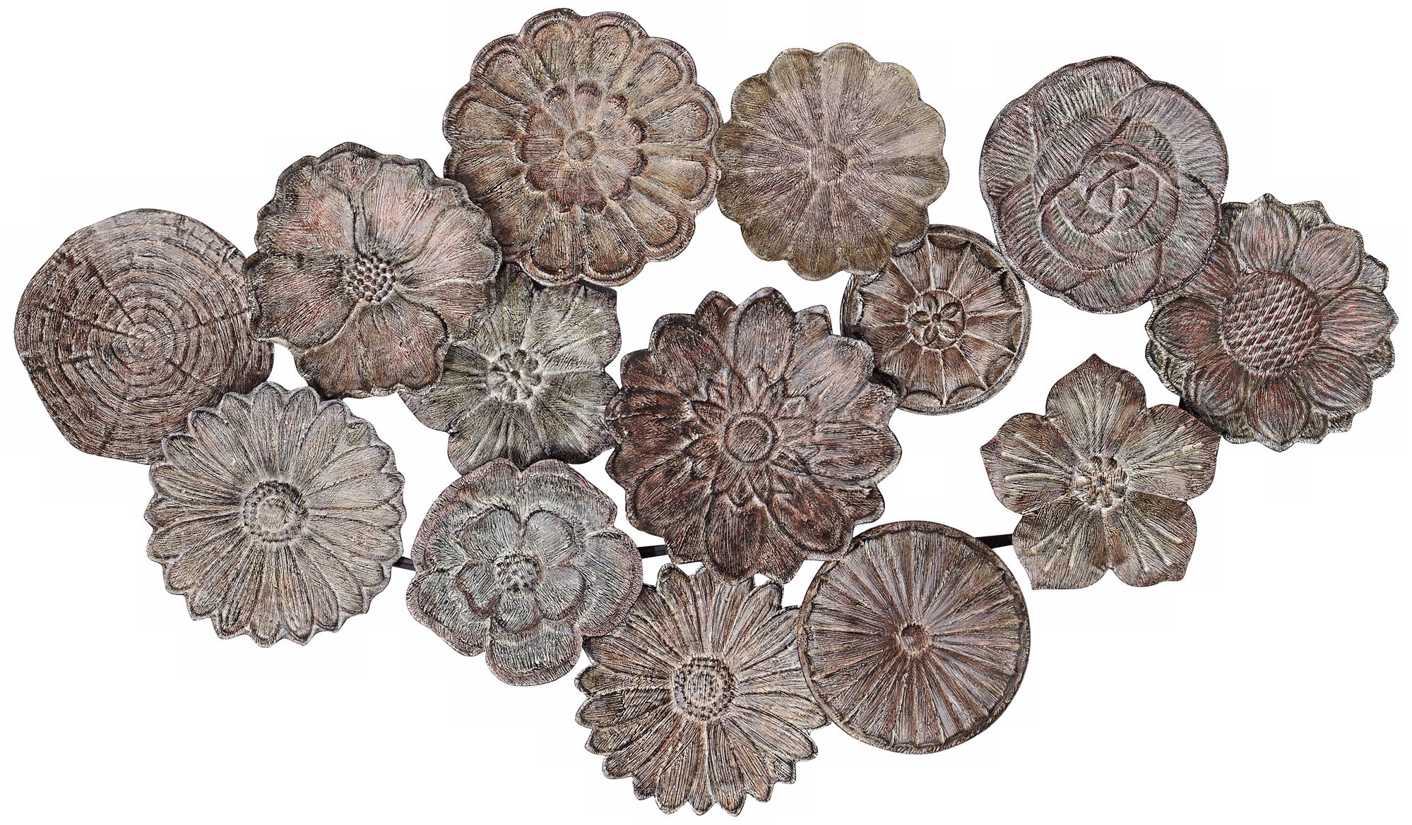Matte Bronze Metal 35" Wide Flower Wall Art