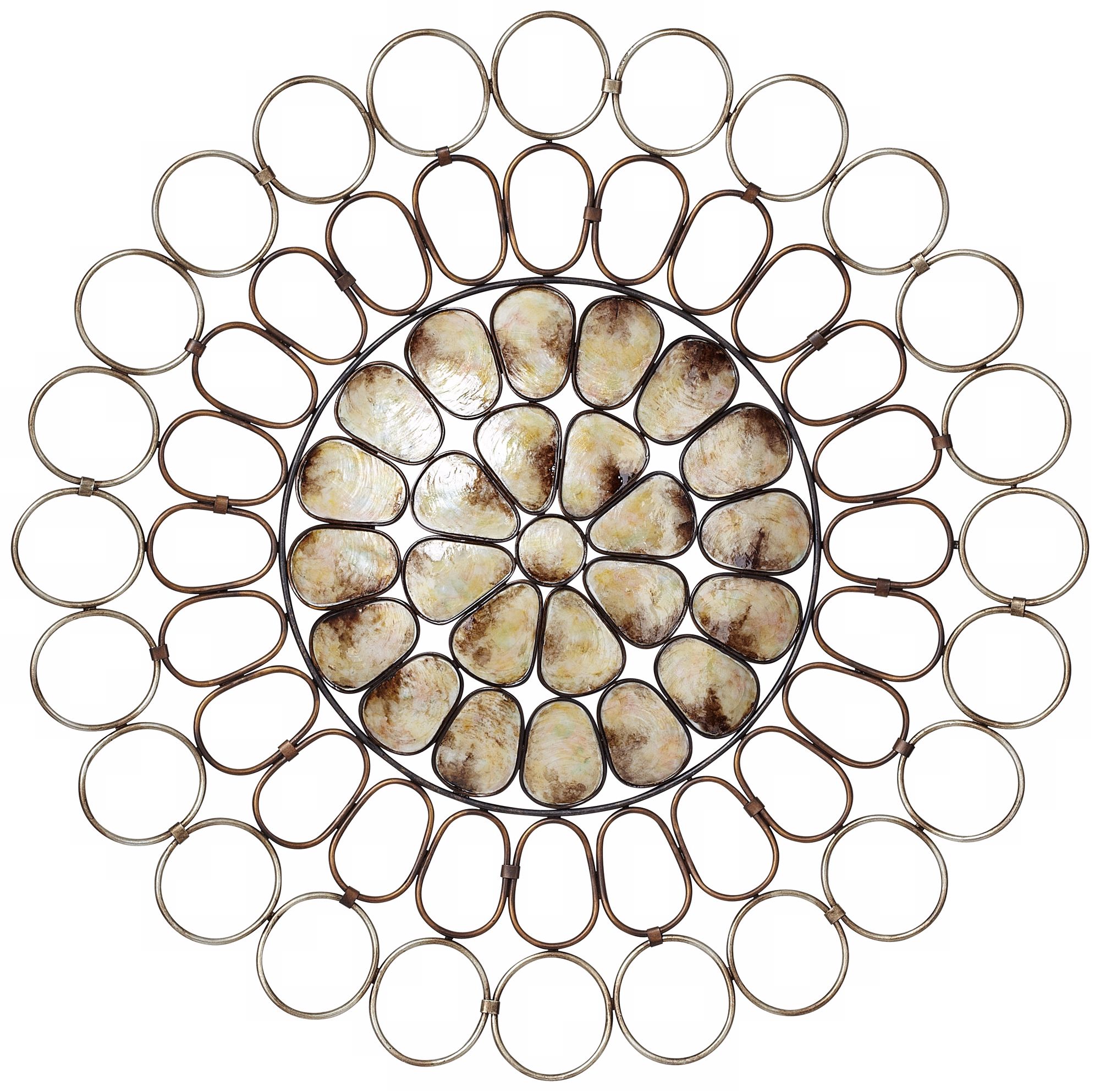 Bronze and Champagne Silver Capiz Shell 35" Wide Wall Art
