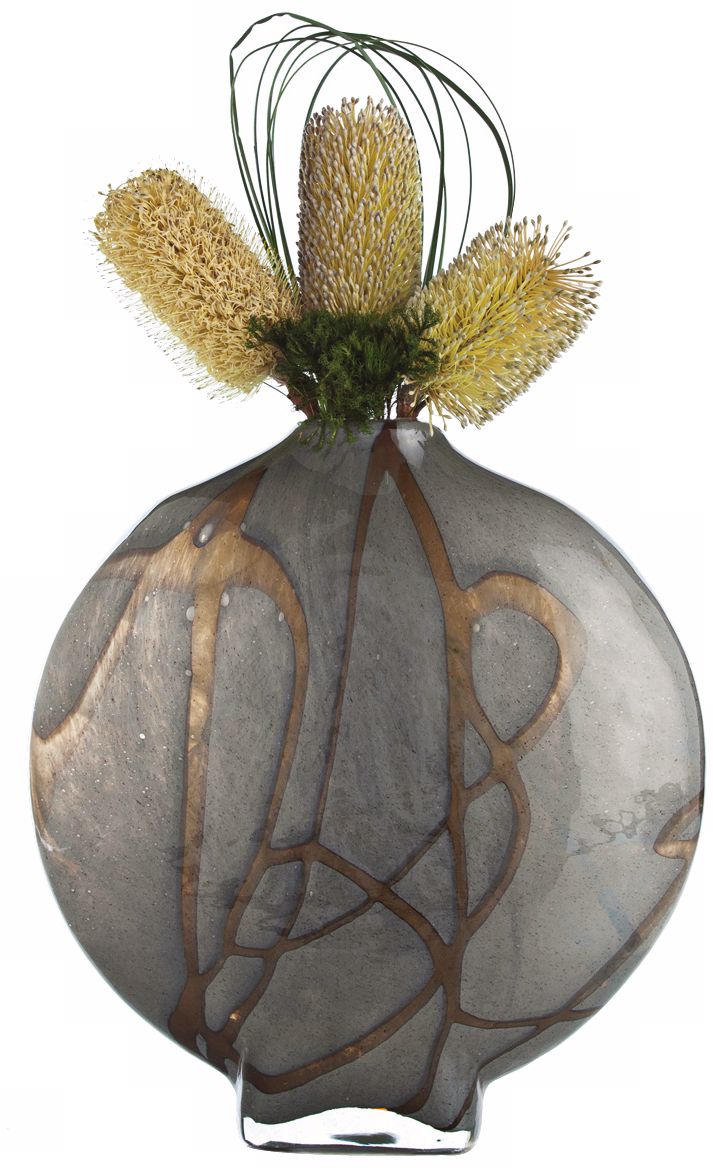 Arteriors Home Overton Drizzle Gray 12 High Disc Glass Vase U2257