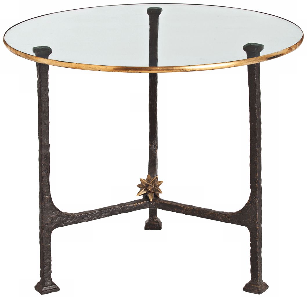 Arterior Homes Narnia Star Round Iron and Glass End Table